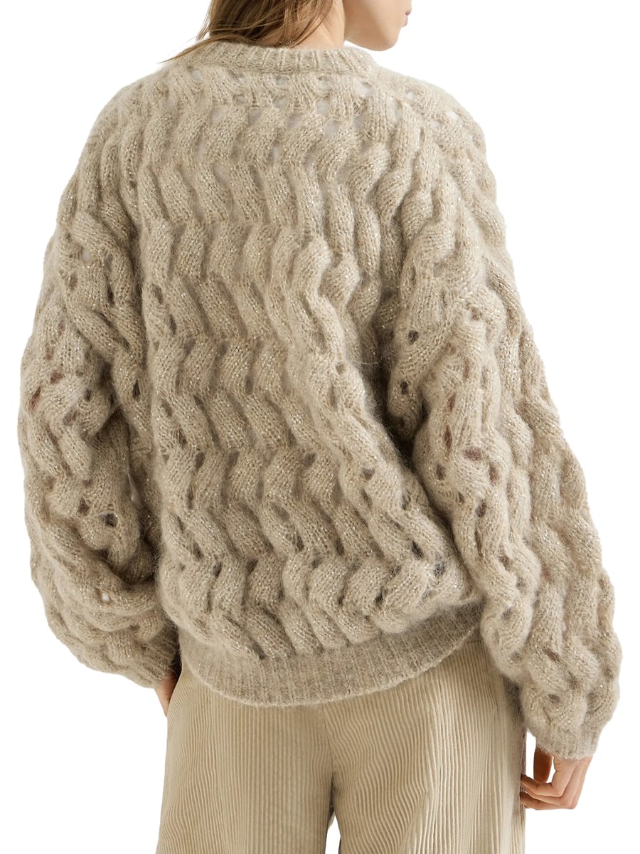 Brunello Cucinelli DAZZLING ZIGZAG CABLE SWEATER, view 4
