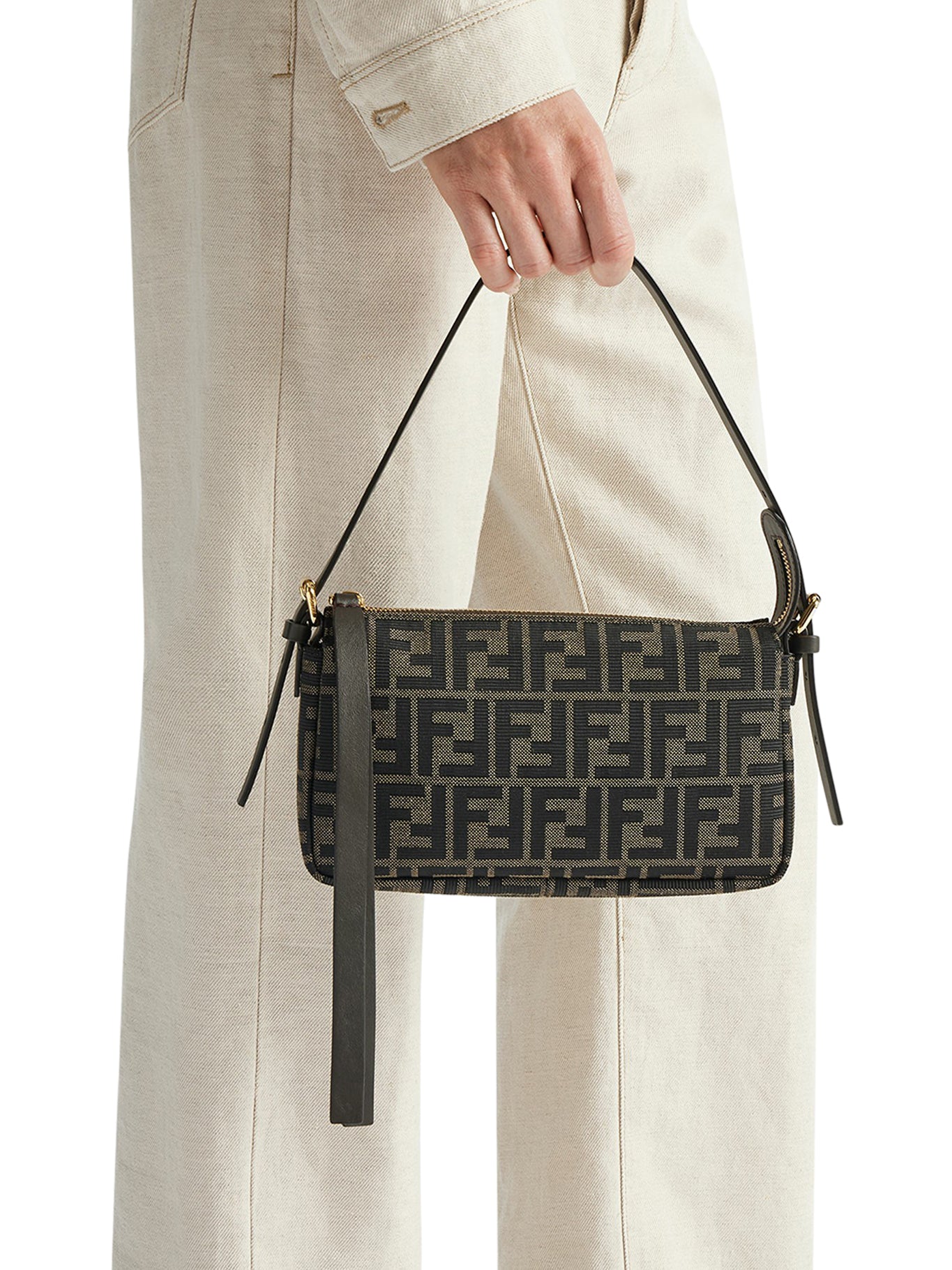 Fendi ZIP TOP SMALL BAG IN JACQUARD FABRIC ZUCCA FF, view 2