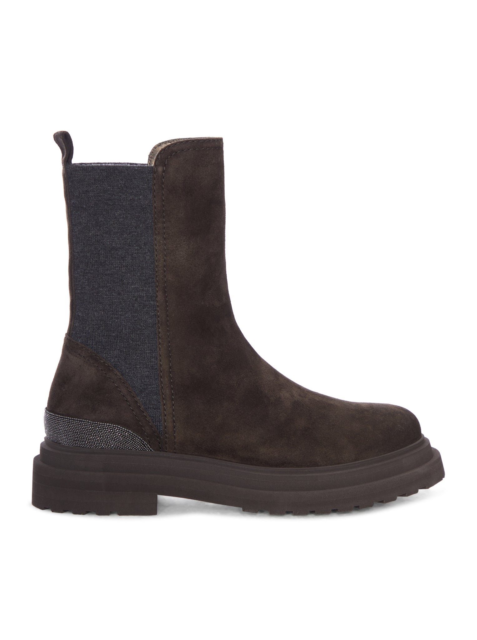 Brunello Cucinelli SUEDE CHELSEA BOOT WITH LUGGAGE SOLE
