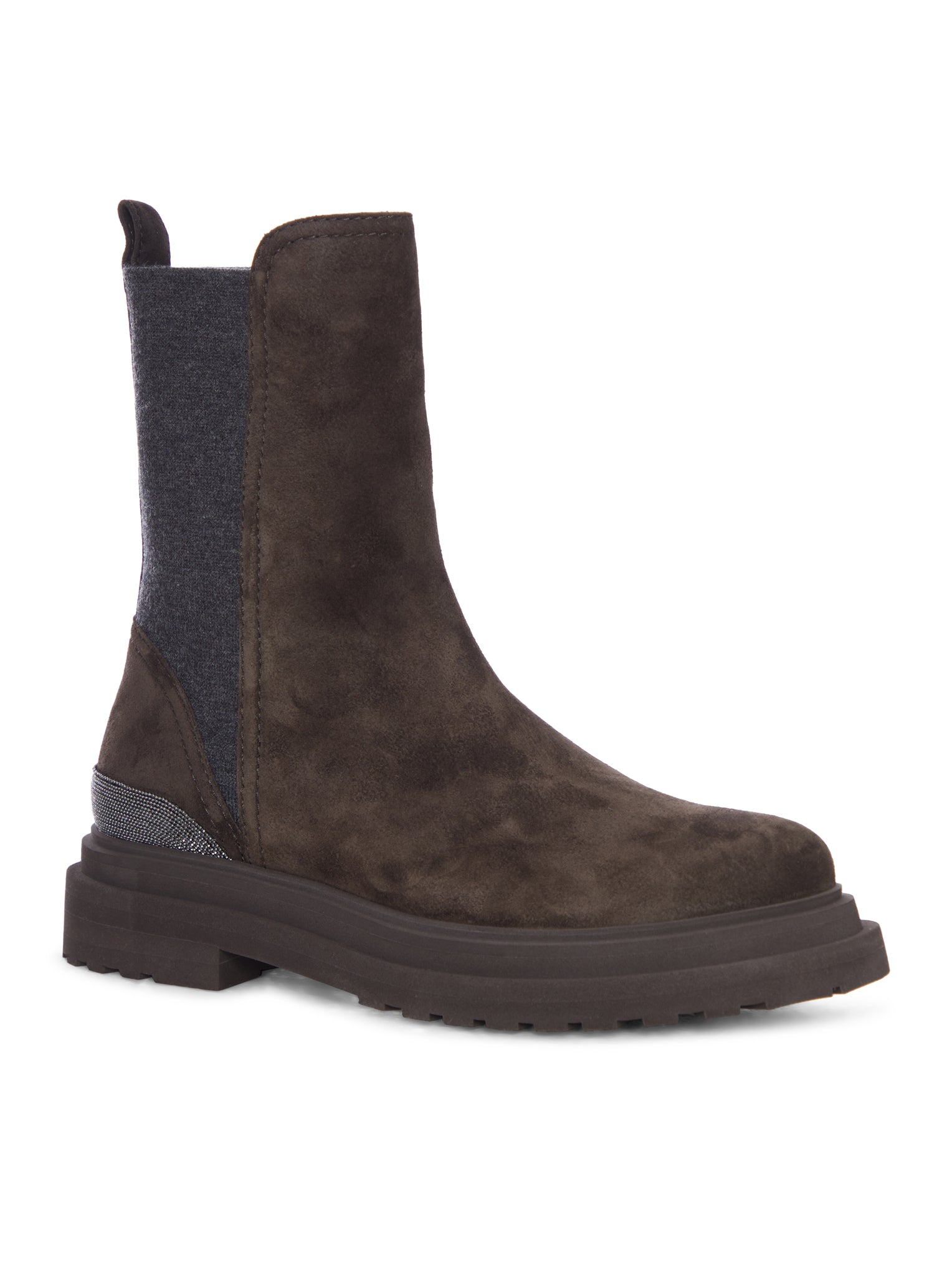 Brunello Cucinelli SUEDE CHELSEA BOOT WITH LUGGAGE SOLE, view 2