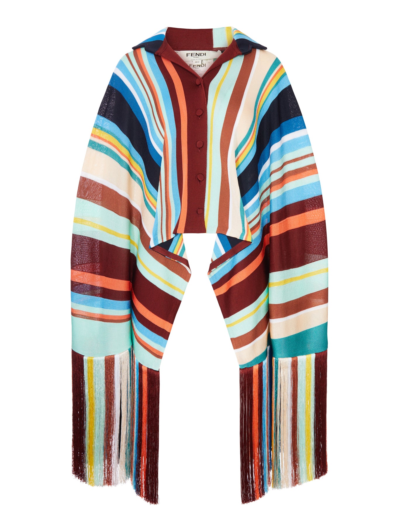 Fendi MULTICOLOR STRIPED VISCOSE KNIT PONCHO SHIRT