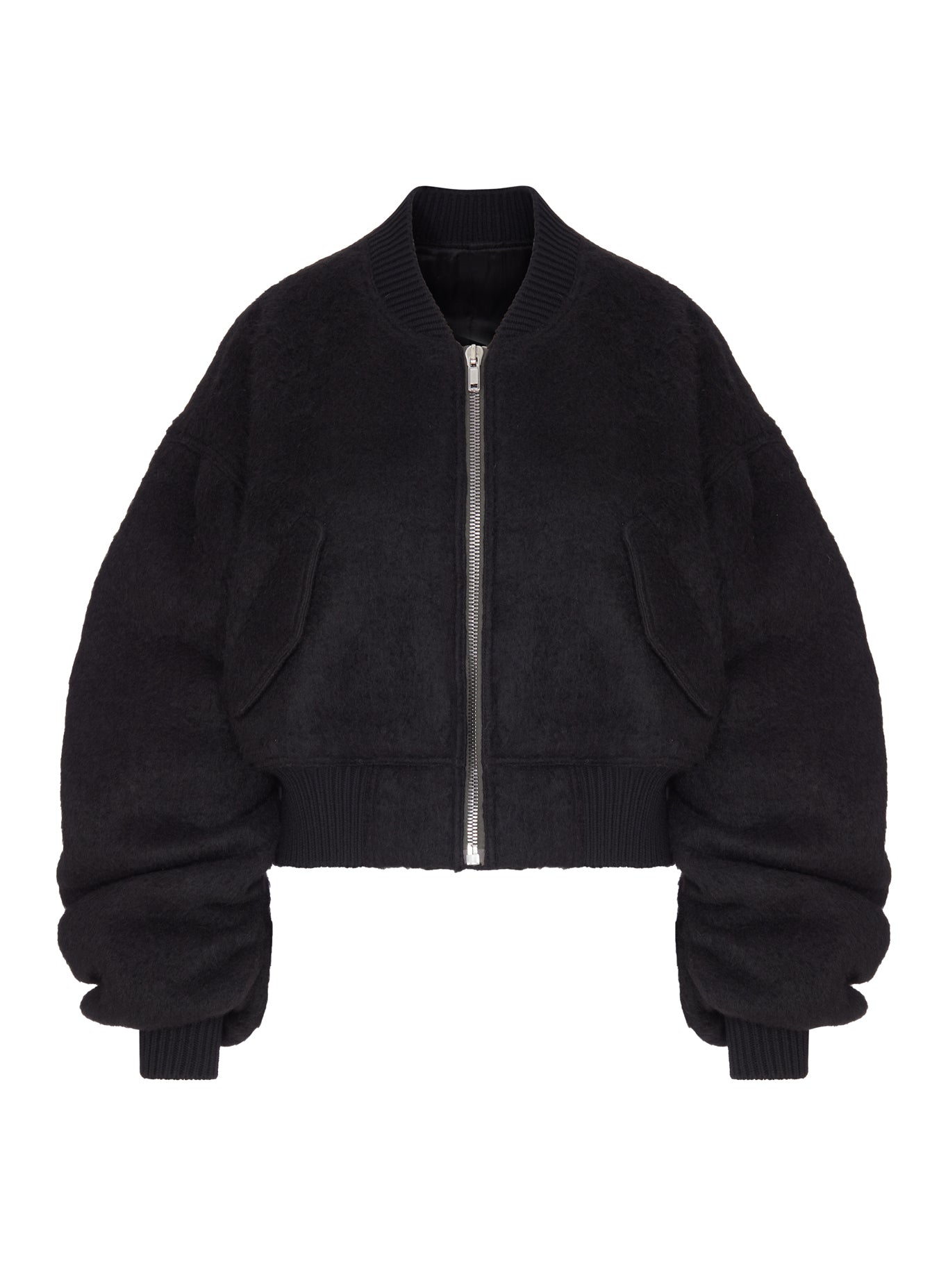 Rick Owens CROPPED ALPACA WOOL BOMBER JACKET WITH ZIP
