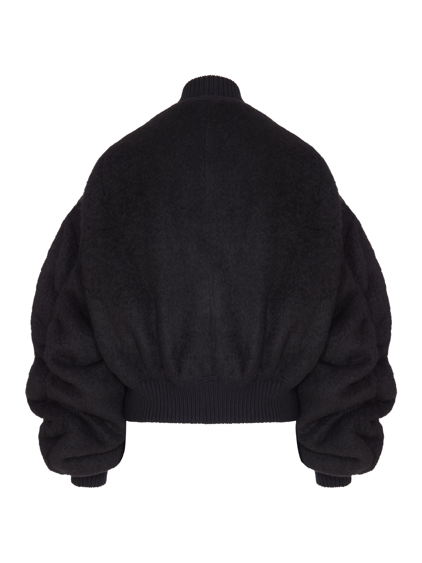 Rick Owens CROPPED ALPACA WOOL BOMBER JACKET WITH ZIP, view 2