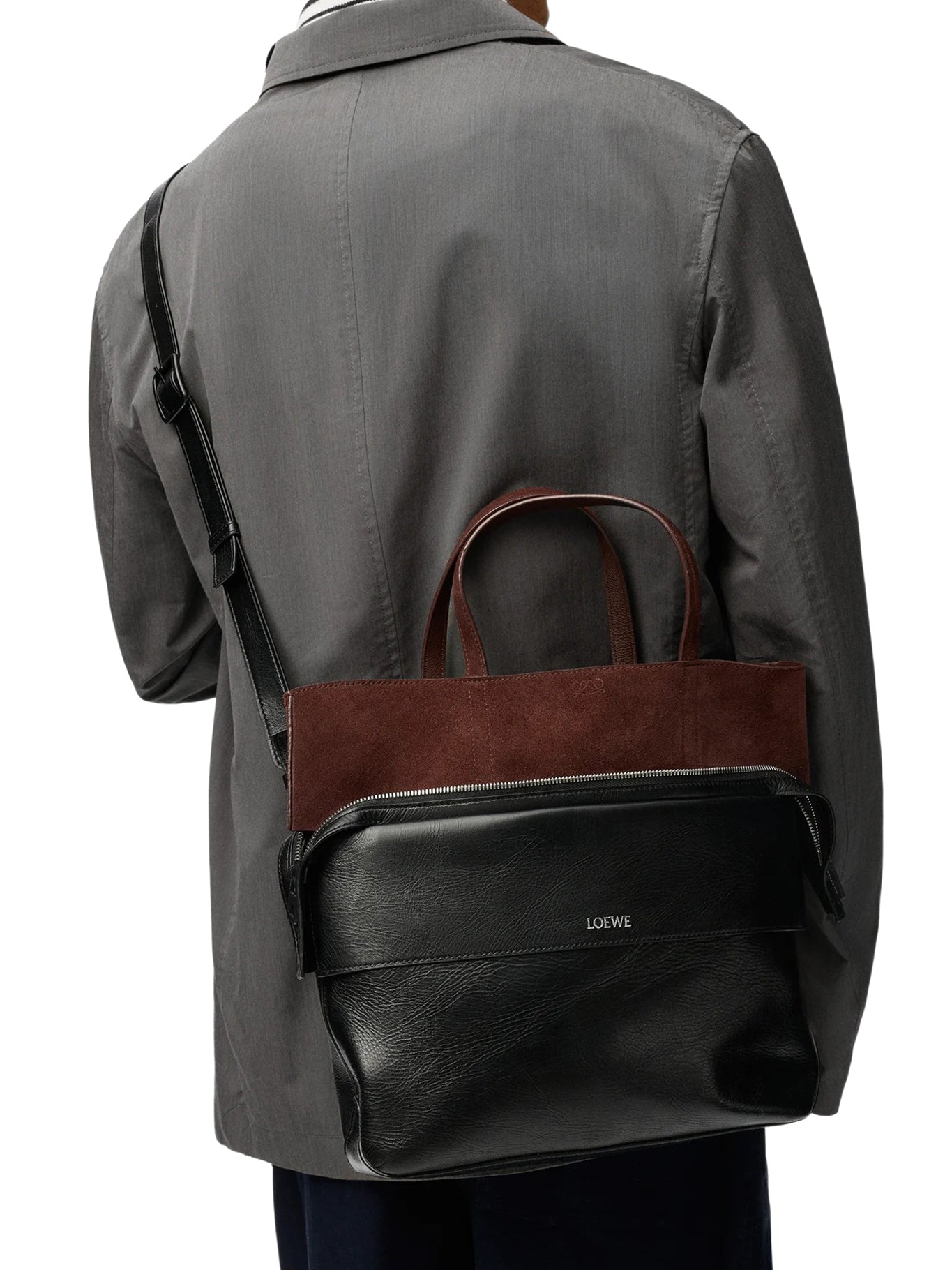 Loewe SMALL SWITCH TOTE BAG IN PAPER-EFFECT CALFSKIN AND SUEDE, view 2