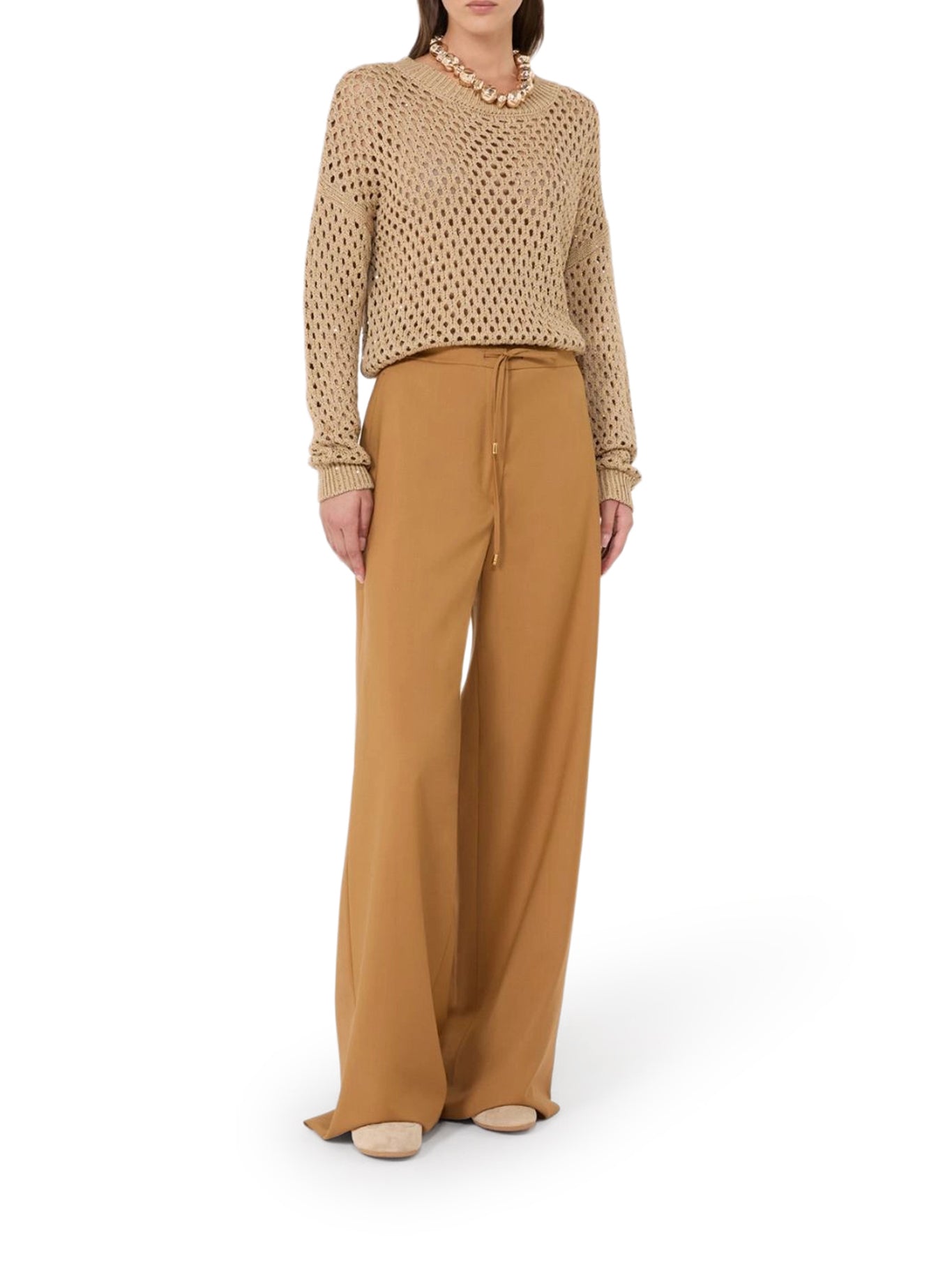 Max Mara Studio LIGHTWEIGHT WOOL CANVAS TROUSERS, view 2