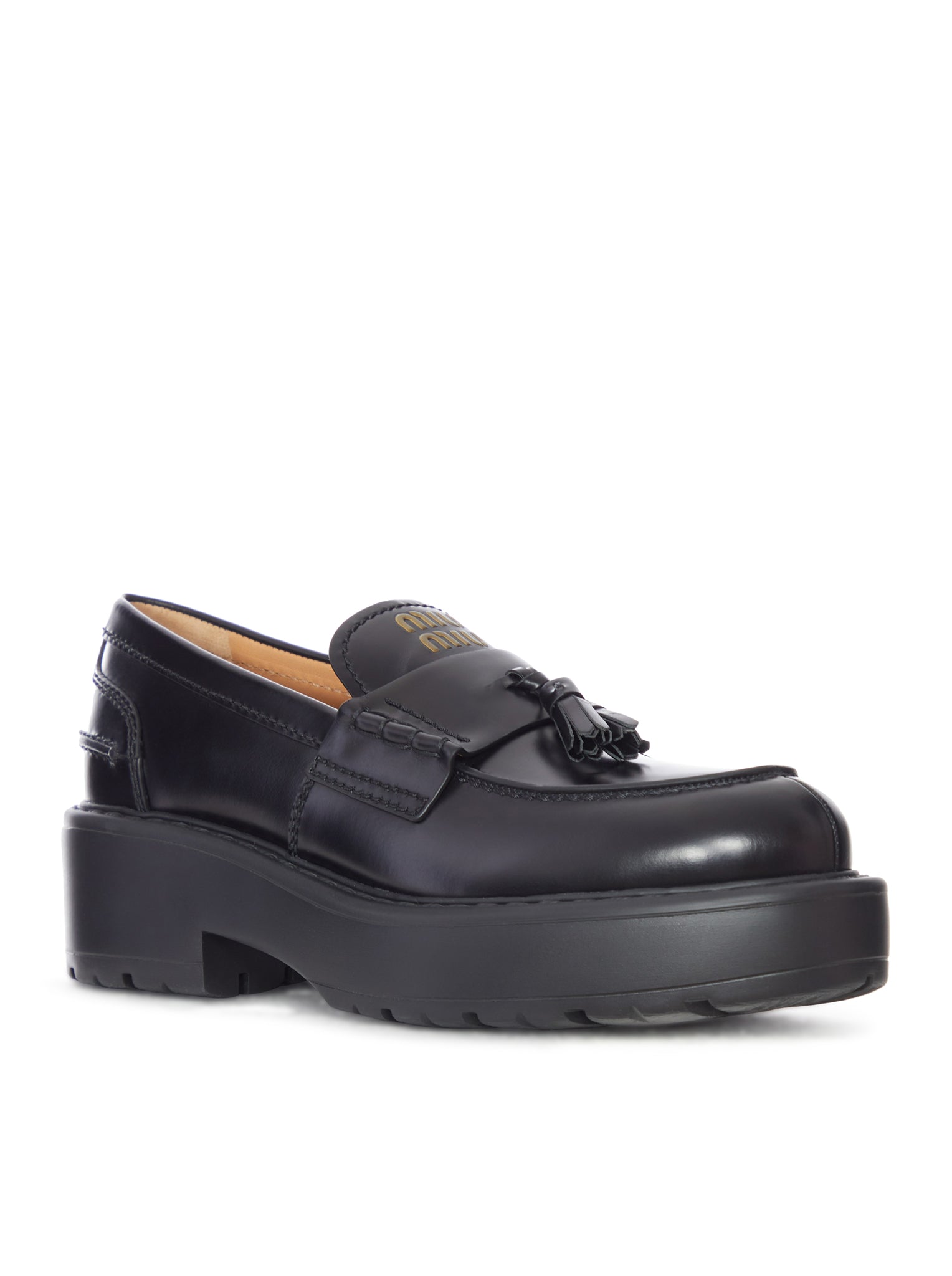 Miu Miu SMOOTH LEATHER LOAFERS WITH TASSELS, view 2