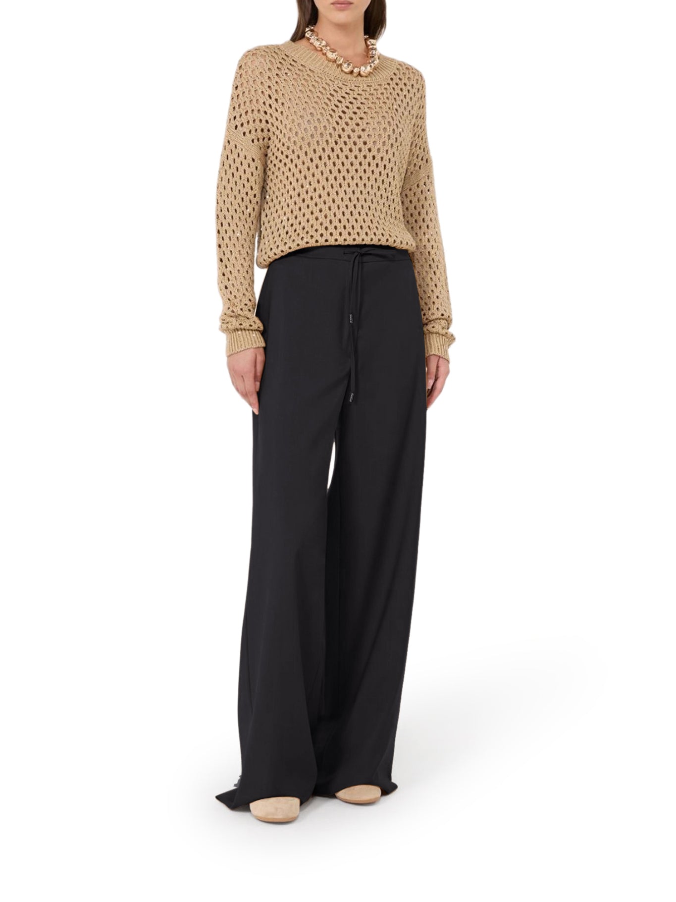 Max Mara Studio LIGHTWEIGHT WOOL CANVAS TROUSERS, view 2