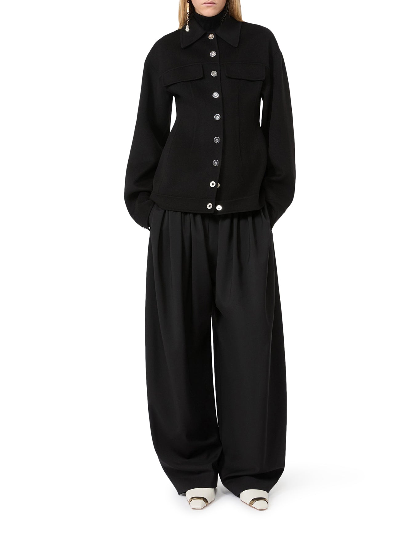 Sportmax SHAPED OVERSHIRT IN PURE WOOL, view 2