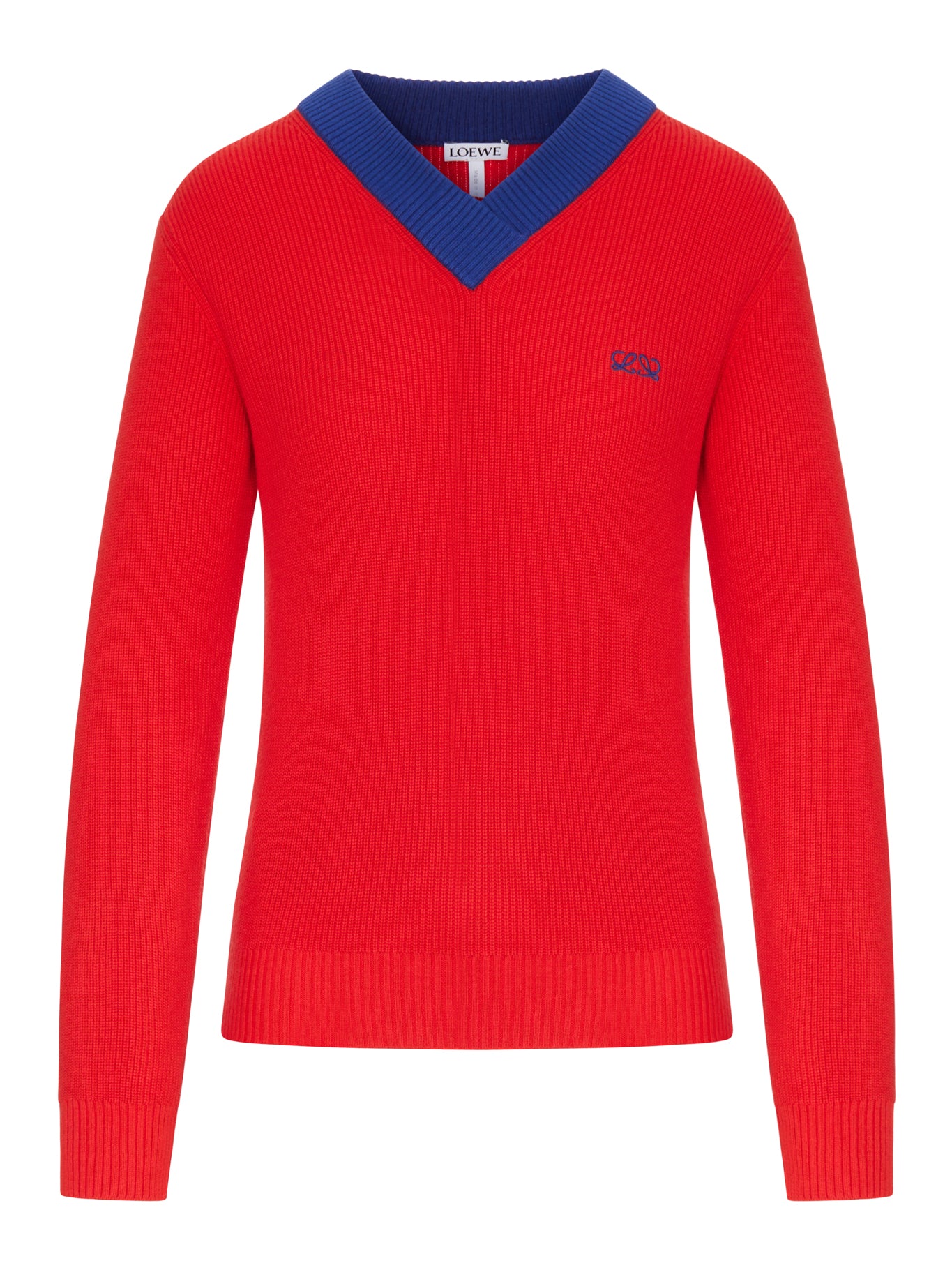 Loewe TEXTURED COTTON-WOOL BLEND SWEATER WITH A CONTRASTING COLLAR