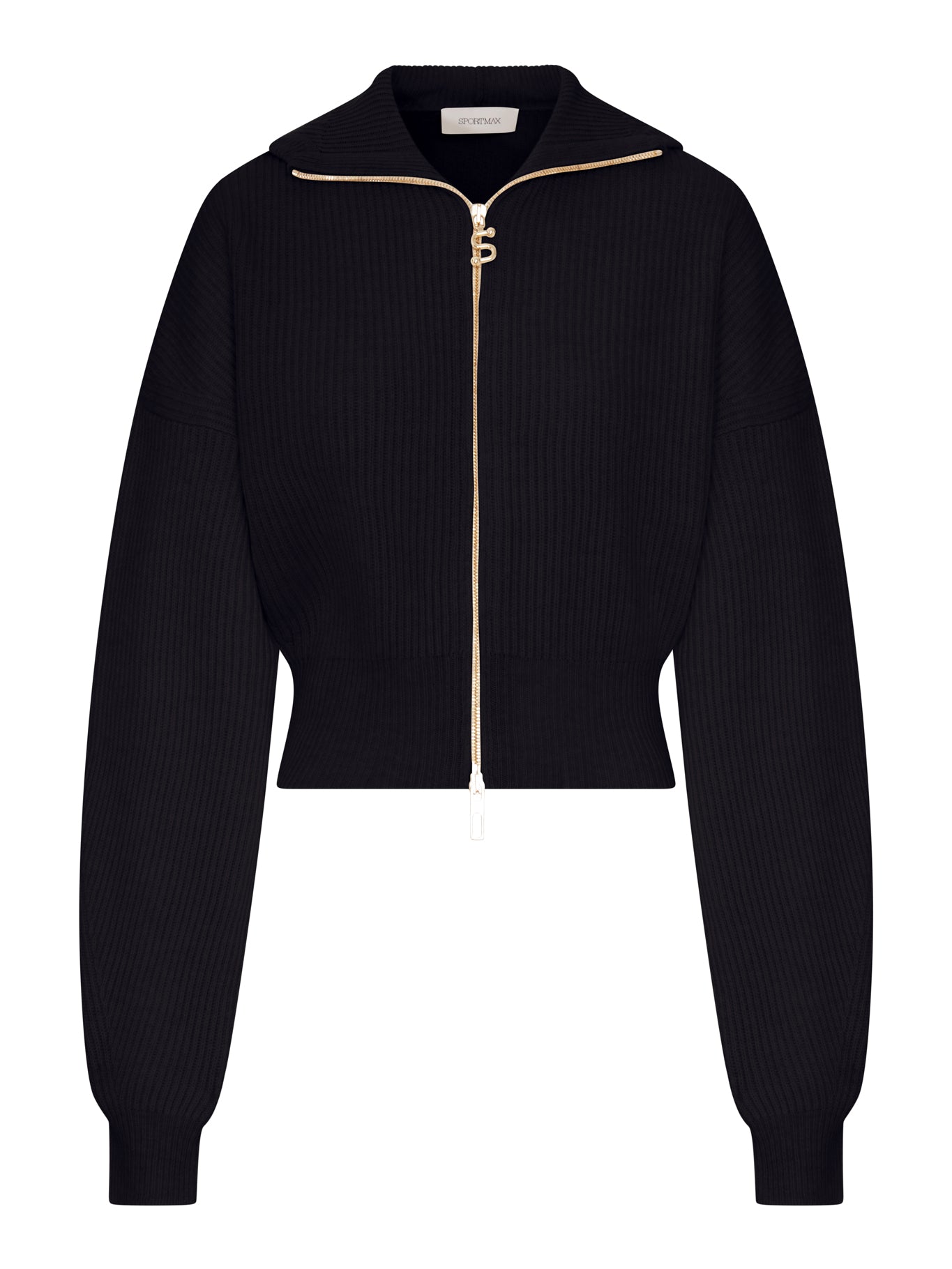 Sportmax RIBBED WOOL CARDIGAN WITH WIDE COLLAR