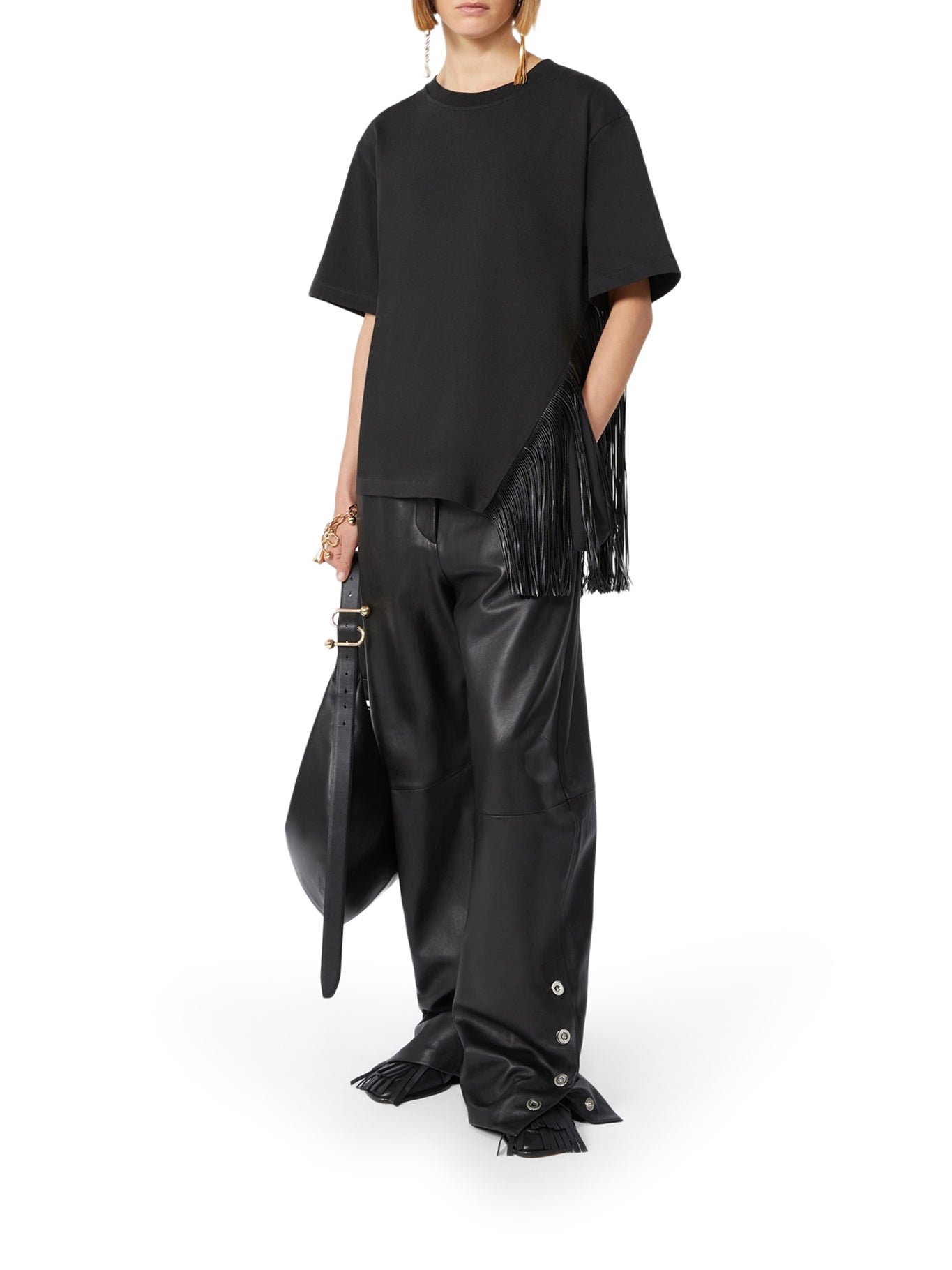 Sportmax COTTON T-SHIRT WITH FRINGES, view 2