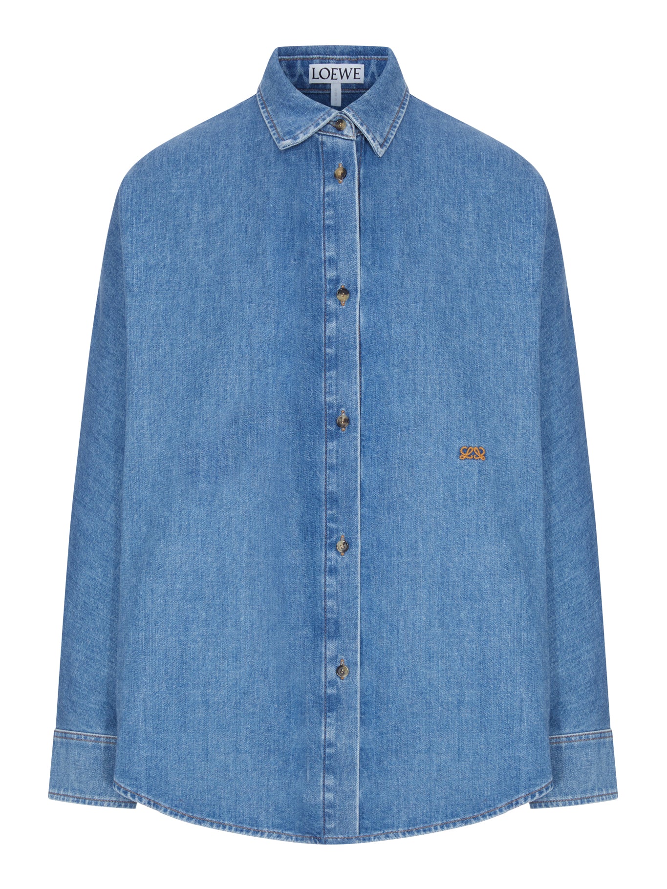 Loewe LIGHTWEIGHT WASHED COTTON DENIM SHIRT WITH BATWING SLEEVES