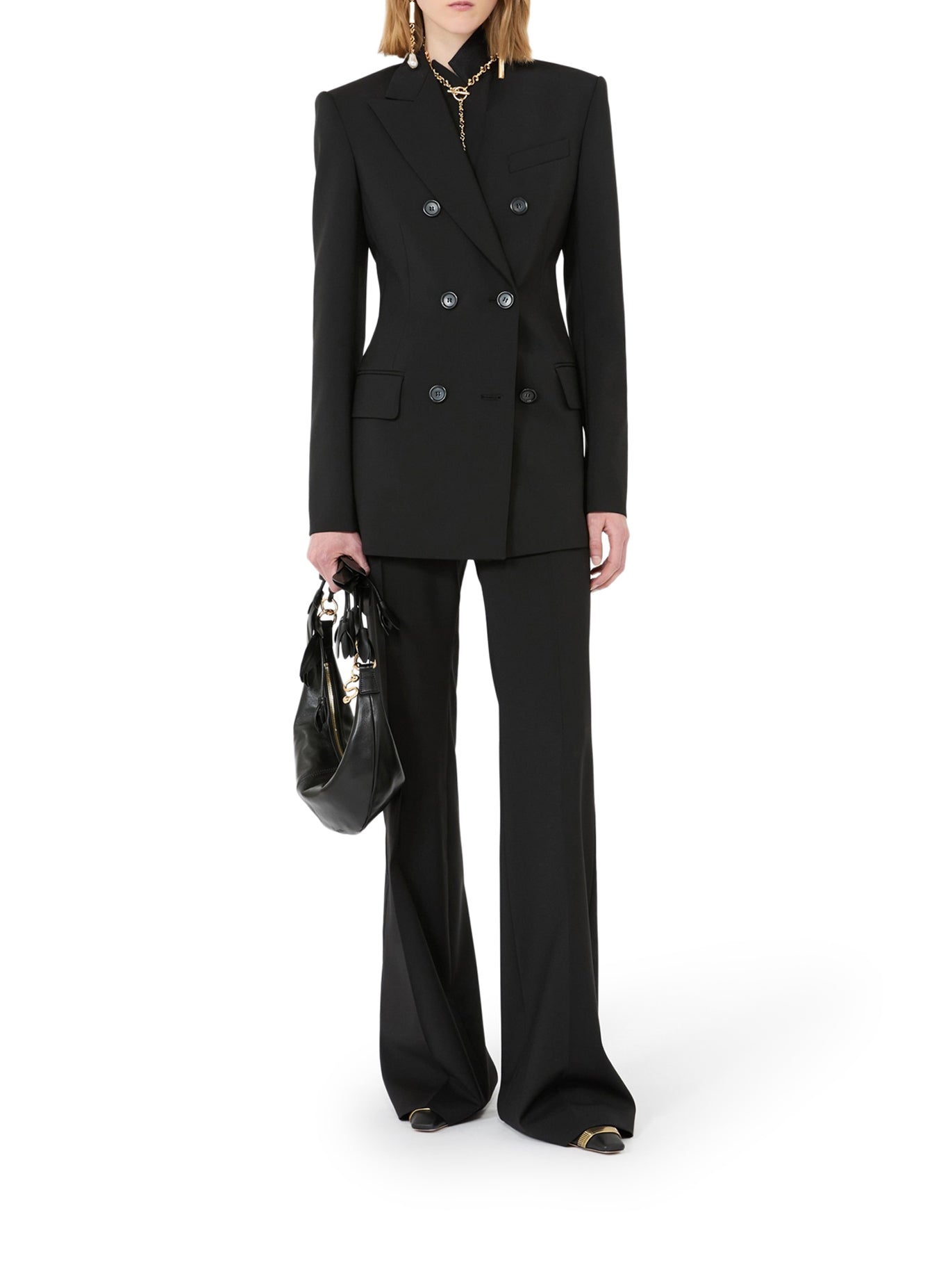 Sportmax FLARED TROUSERS IN PURE NATURAL STRETCH WOOL, view 2