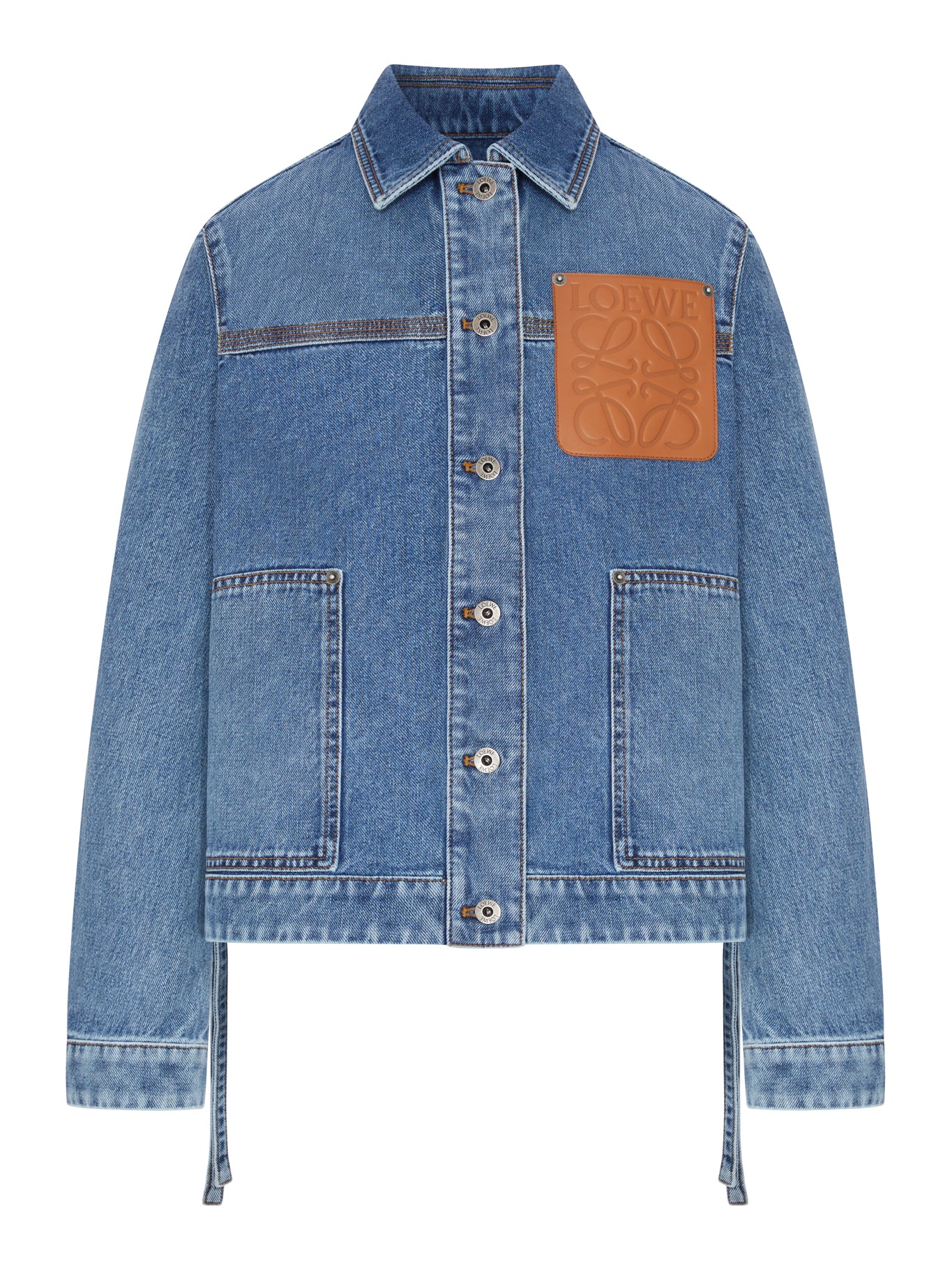Loewe COTTON DENIM JACKET WITH AN ASYMMETRIC HEM AND SIDE LACES