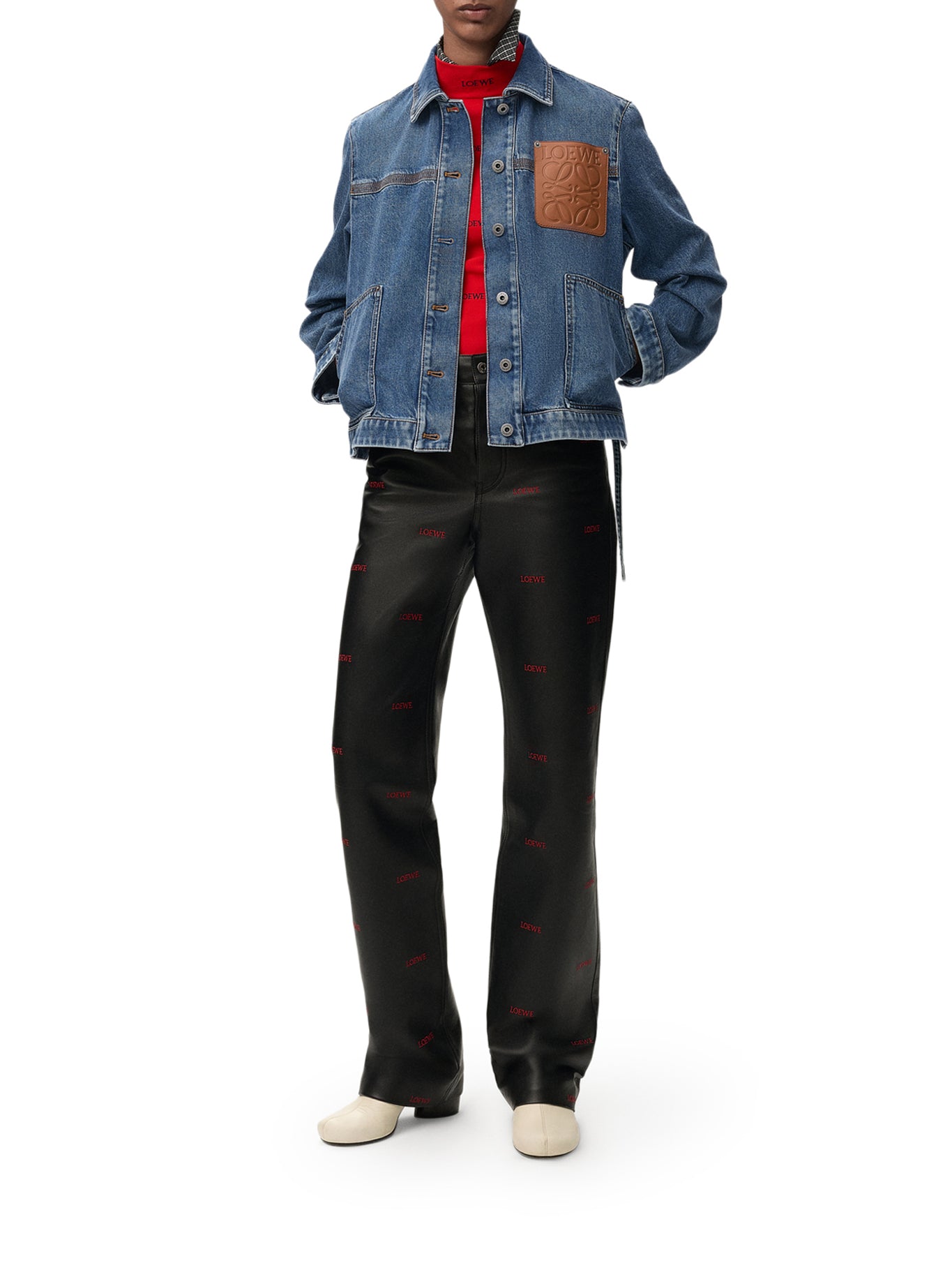 Loewe COTTON DENIM JACKET WITH AN ASYMMETRIC HEM AND SIDE LACES, view 2