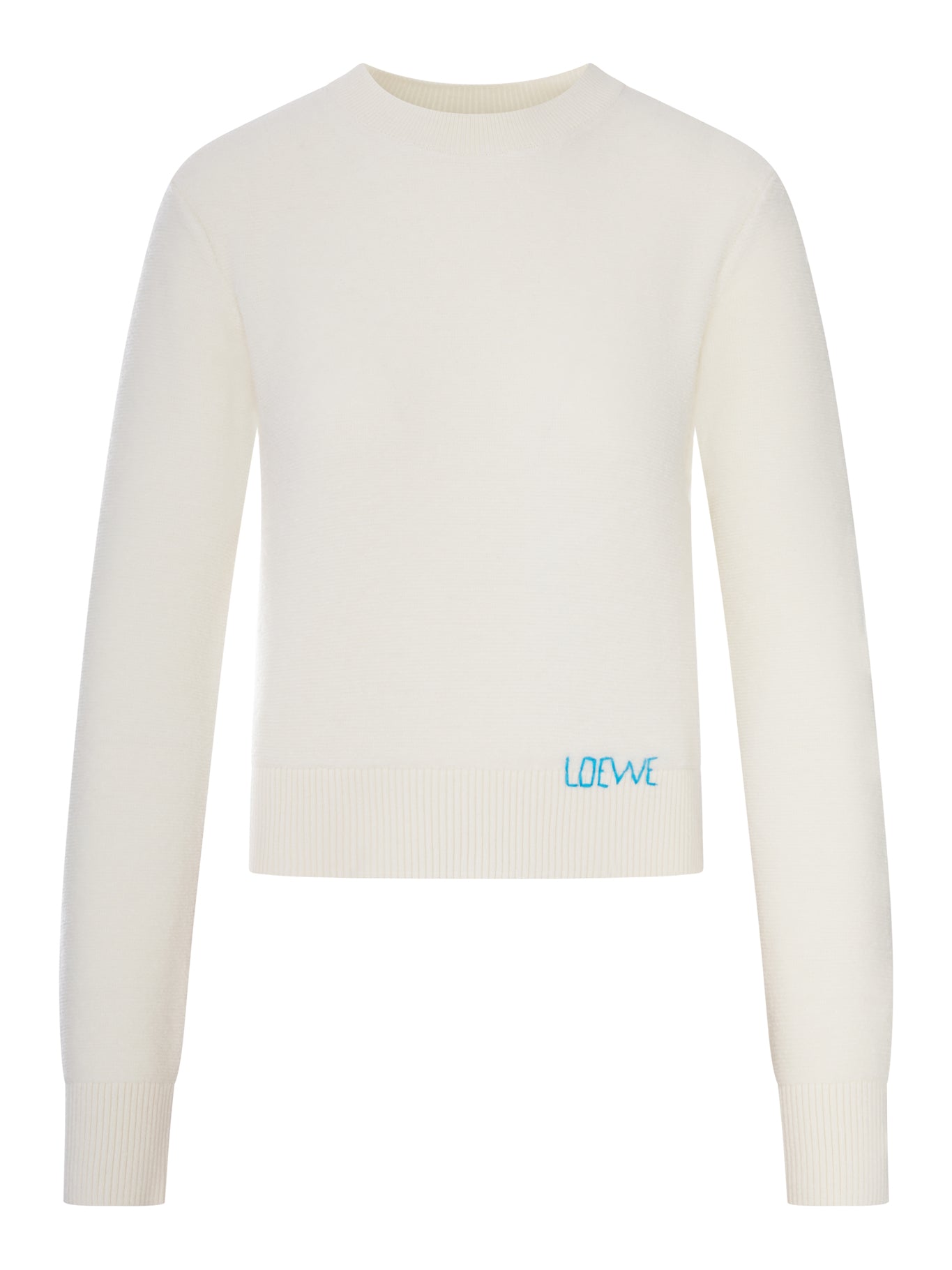 Loewe WOOL SWEATER WITH HAND-EMBROIDERED LOEWE DETAIL APPLIED TO THE HEM