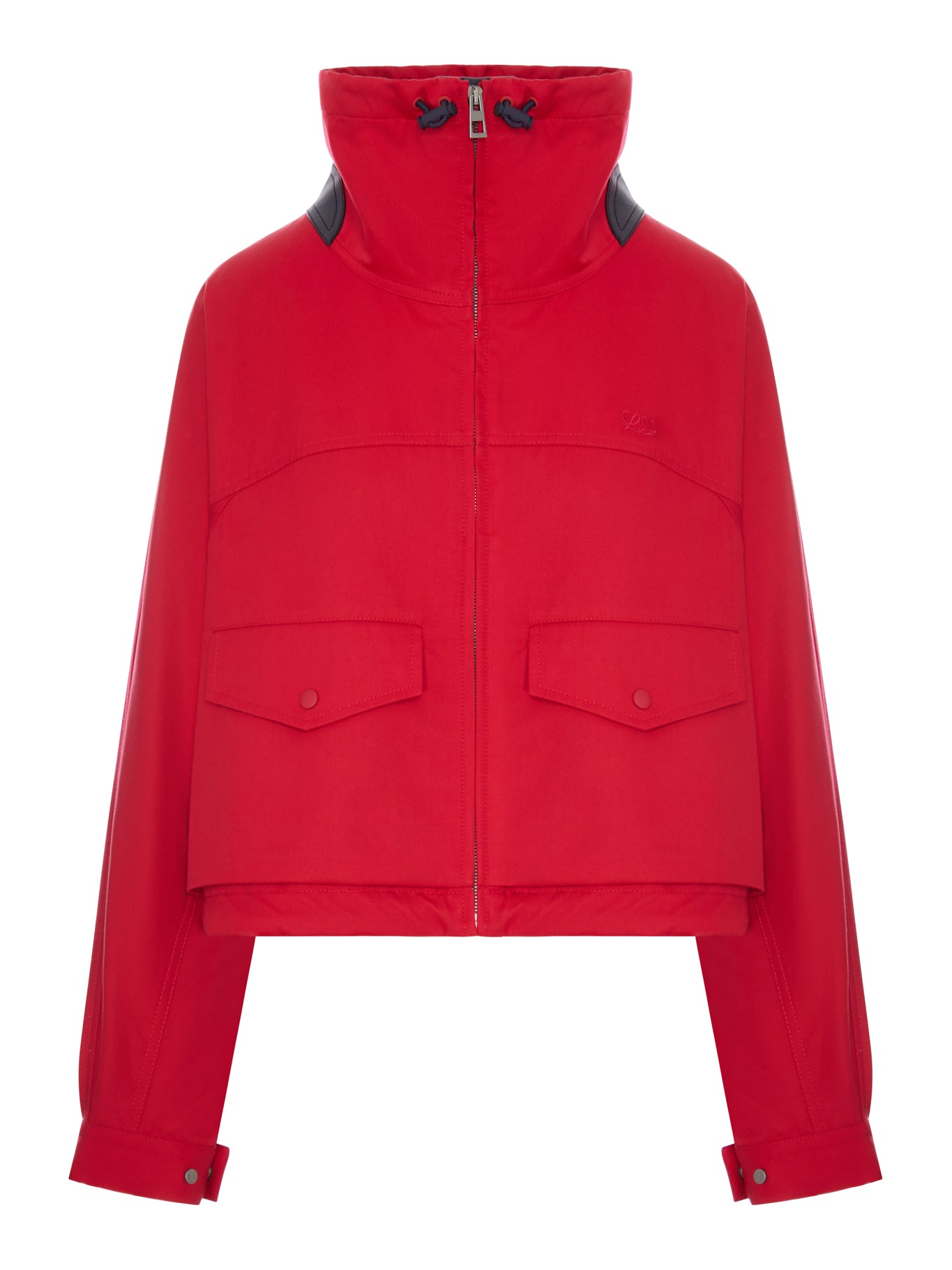 Loewe COTTON AND SILK GABARDINE JACKET WITH CONTRASTING LEATHER DETAILS
