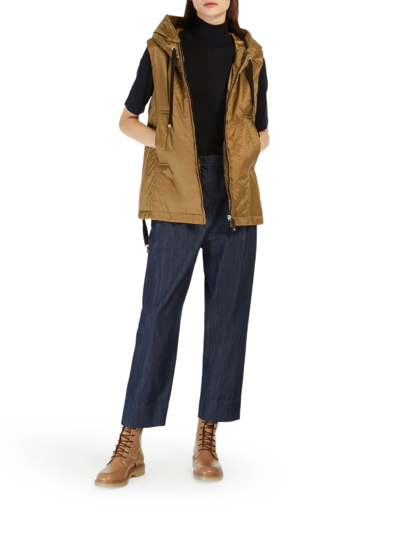 Max Mara The Cube PADDED VEST WITH HOOD IN WATERPROOF CANVAS, view 2