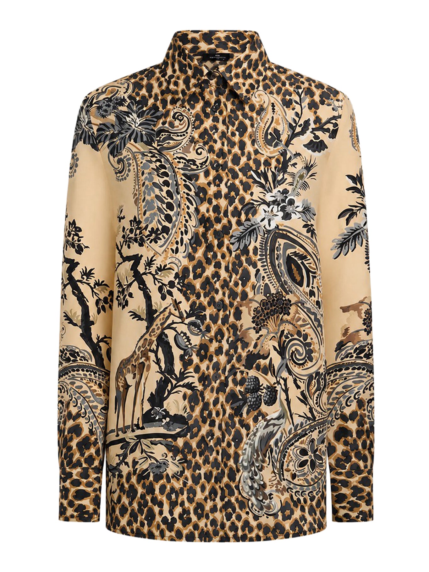 Etro SILK SHIRT WITH PLACEMENT LEOPARD PRINT