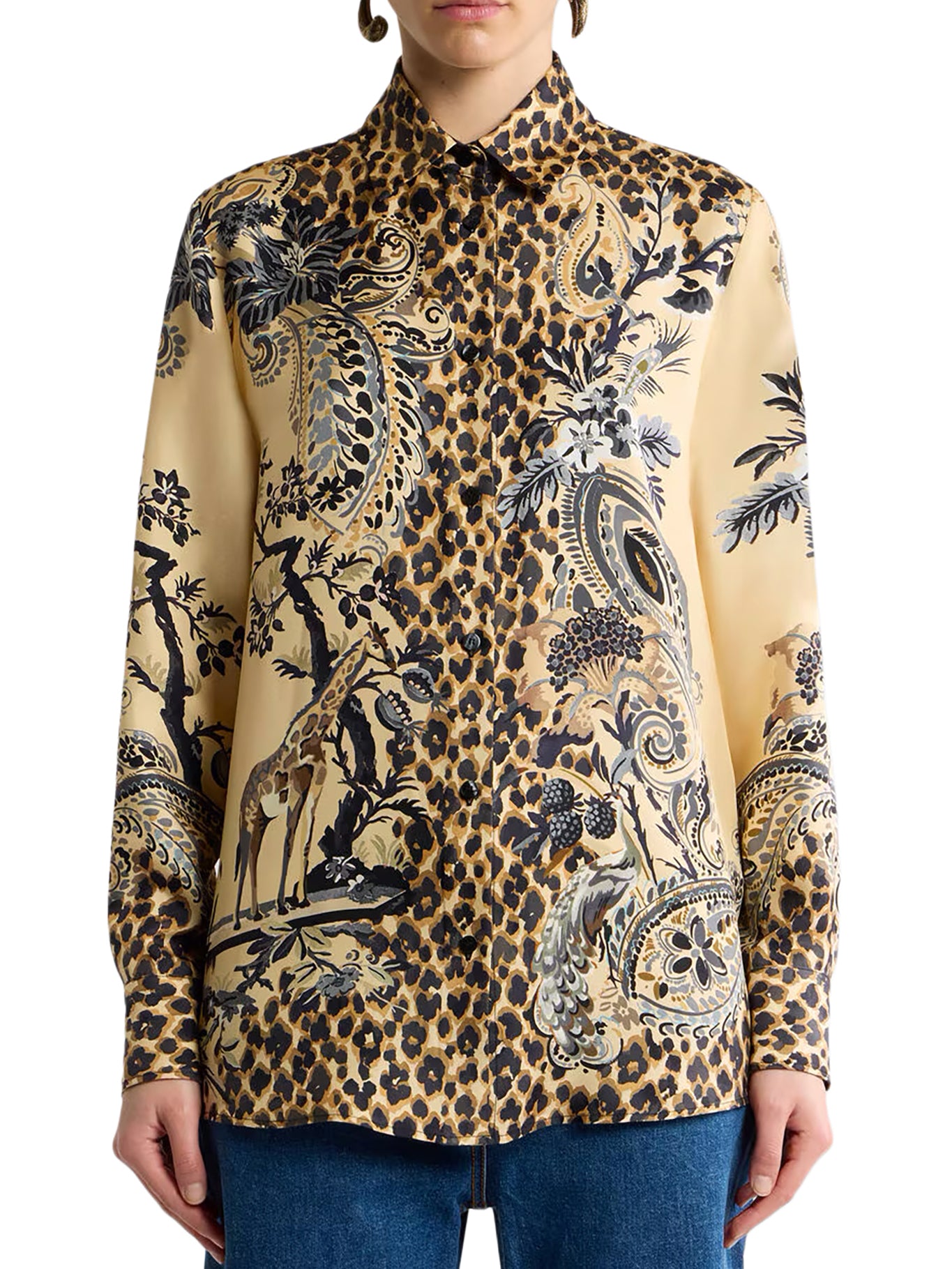 Etro SILK SHIRT WITH PLACEMENT LEOPARD PRINT, view 2