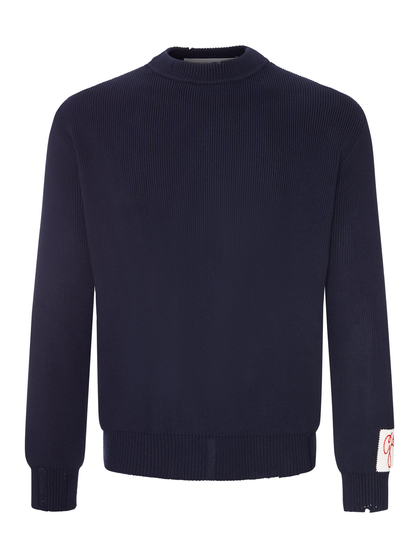 Golden Goose CREWNECK COTTON SWEATER WITH DESTROYED EFFECT