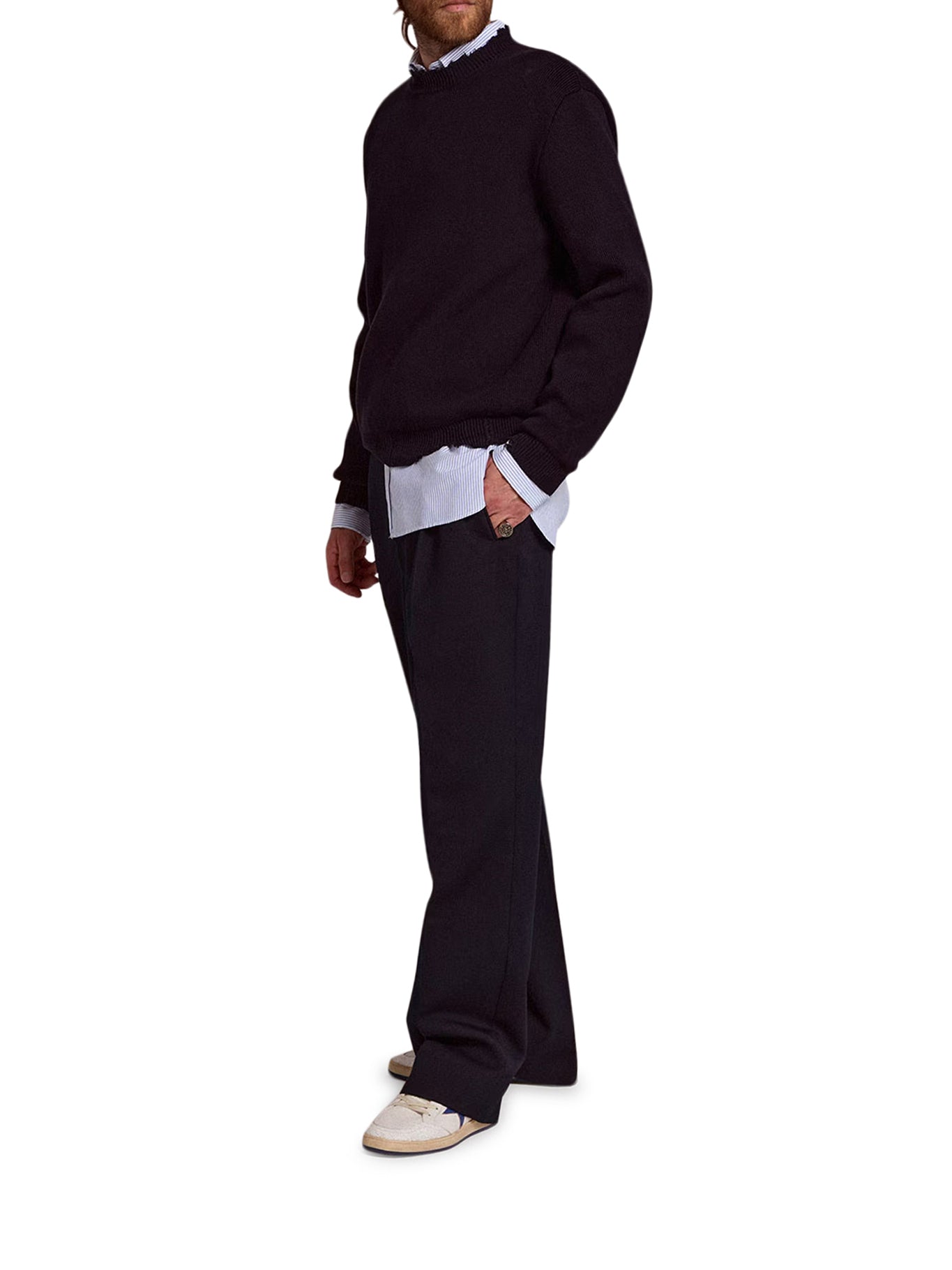 Golden Goose CREWNECK COTTON SWEATER WITH DESTROYED EFFECT, view 2