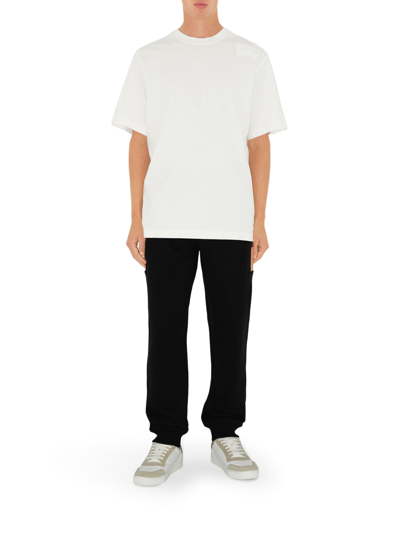 Burberry COTTON JOGGING TROUSERS WITH CHECK INSERTS, view 2