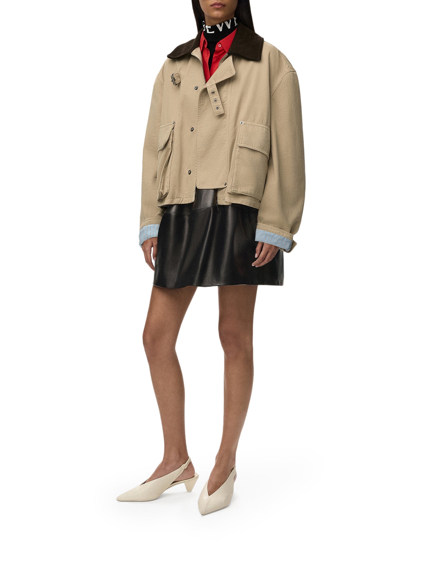 Loewe COTTON PARKA WITH A CORDUROY-EFFECT SUEDE COLLAR, view 2
