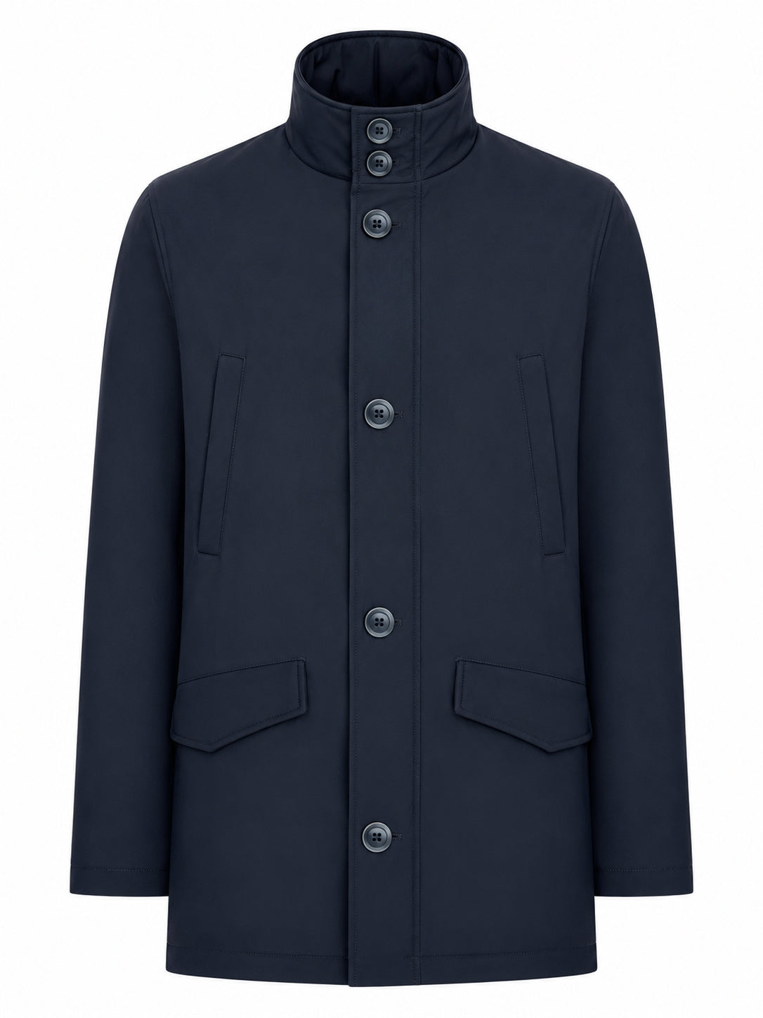 Herno TECHNICAL FABRIC COAT WITH HIGH COLLAR AND BUTTONS
