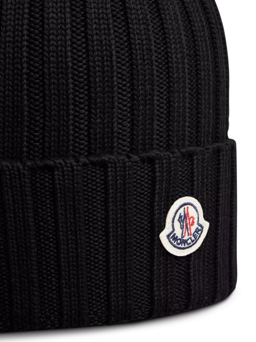 Moncler LOGO-EMBROIDERED WOOL BEANIE, view 3