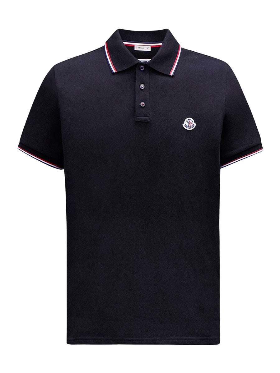 Moncler COTTON PIQUET POLO SHIRT WITH TRICOLOR TRIM