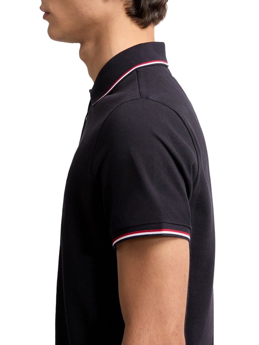 Moncler COTTON PIQUET POLO SHIRT WITH TRICOLOR TRIM, view 6
