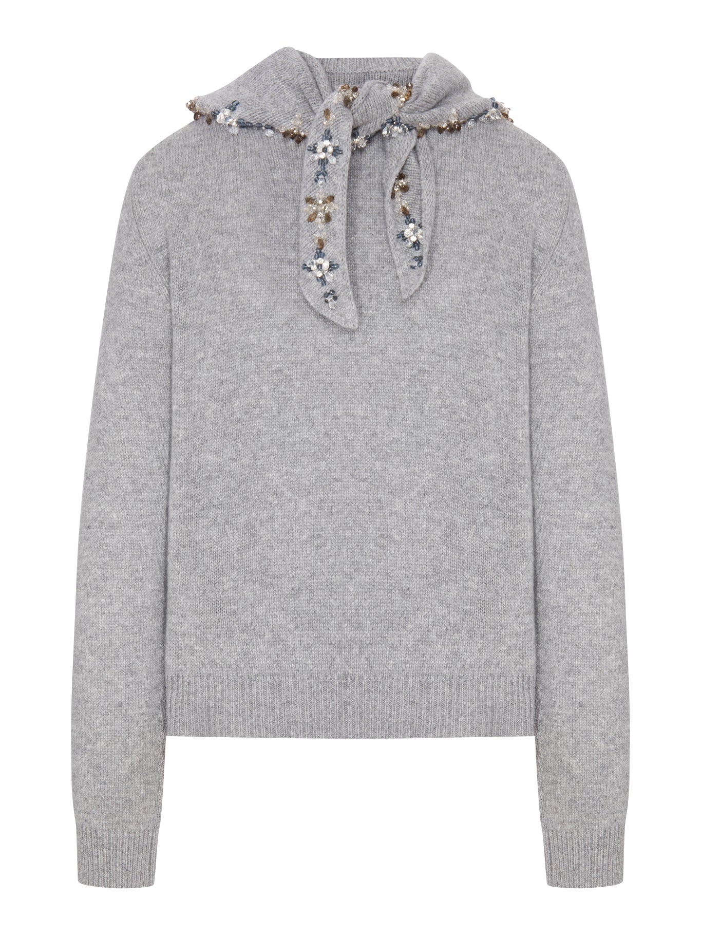 Prada CASHMERE SWEATER WITH EMBROIDERED SCARF, view 2