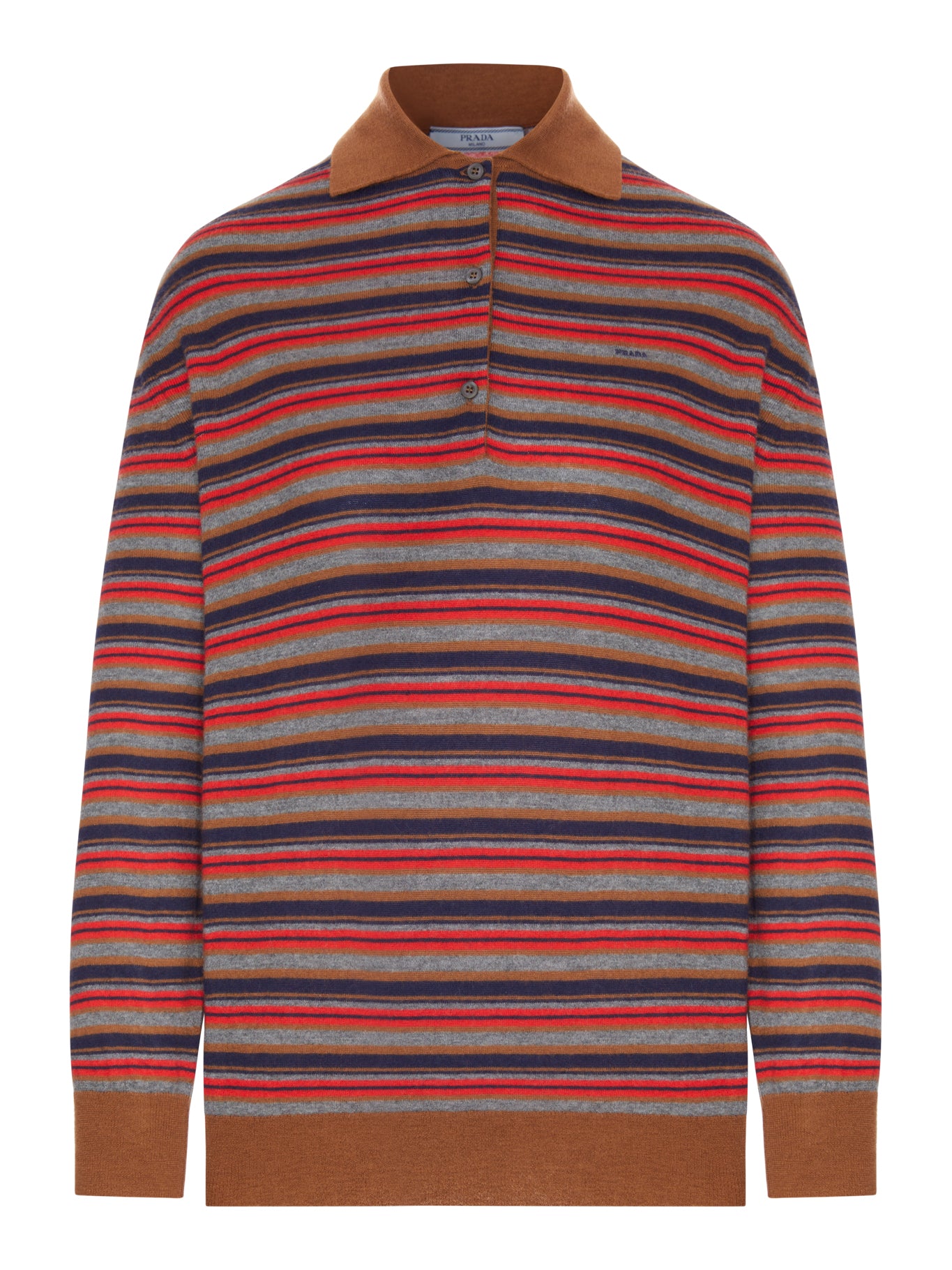 Prada STRIPED CASHMERE POLO SHIRT