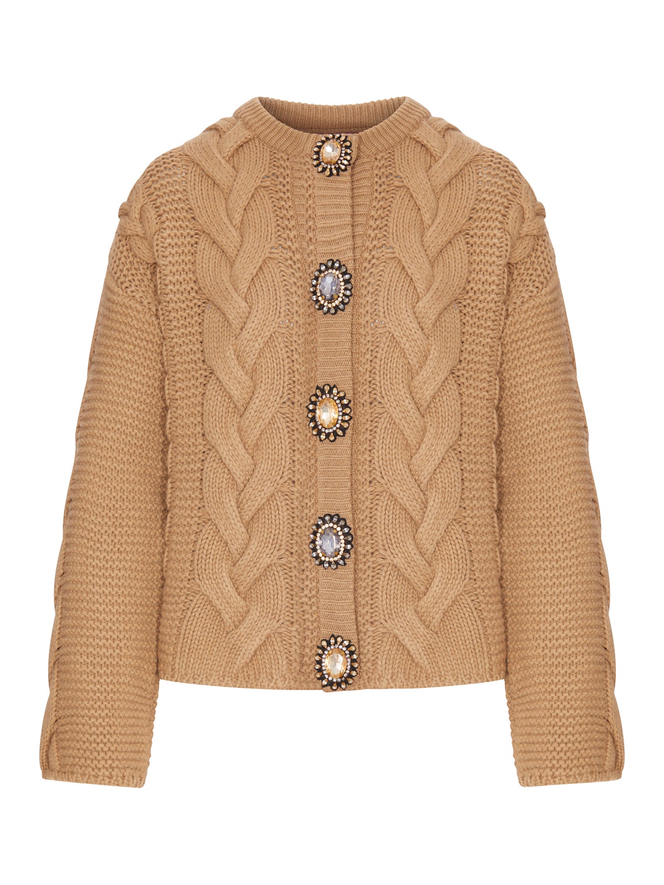 La Double J WOOL AND CASHMERE CARDIGAN WITH CABLE KNIT
