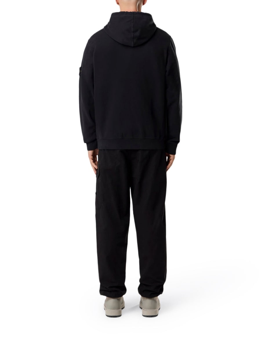 Stone Island COTTON SWEATSHIRT WITH ZIP, HOOD AND COMPASS LOGO, view 3