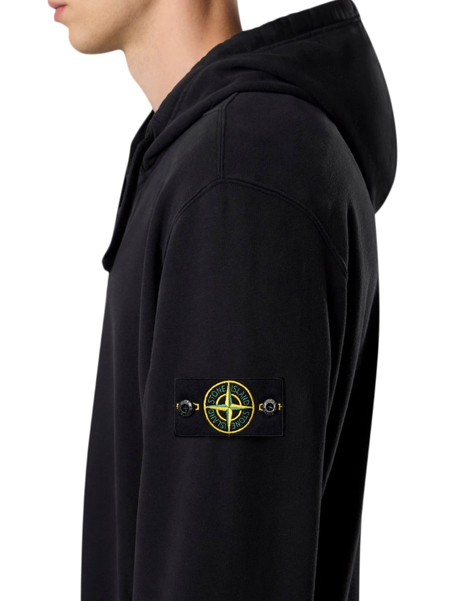 Stone Island COTTON SWEATSHIRT WITH ZIP, HOOD AND COMPASS LOGO, view 4