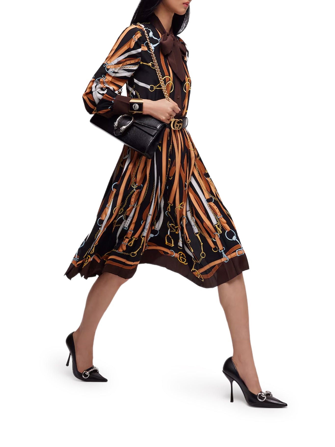 Gucci PRINTED SILK CHEMISIER DRESS, view 2