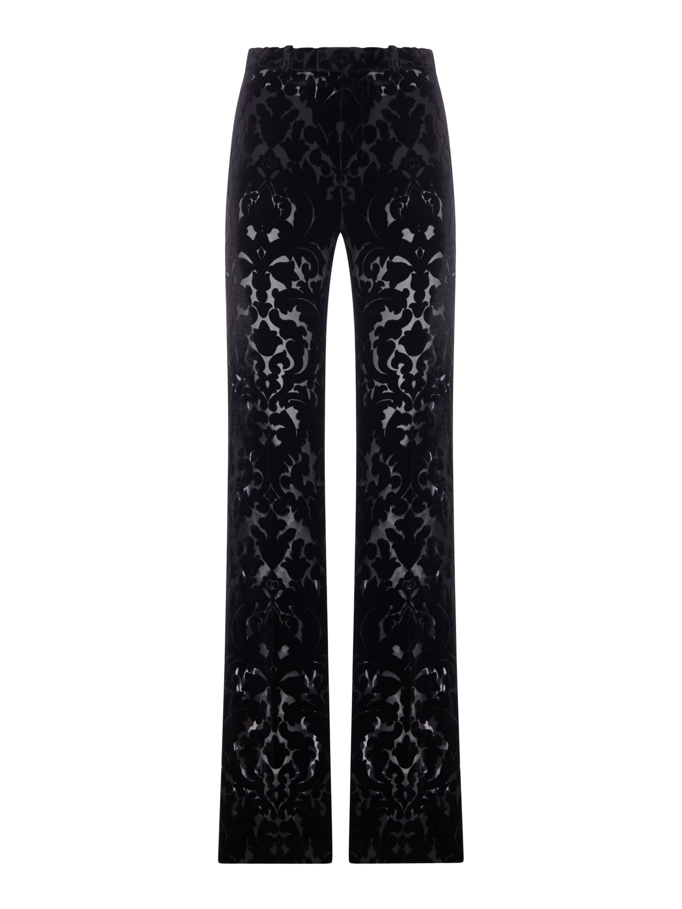 Gucci FLORAL-PRINT DEVORÉ VELOUR TROUSERS