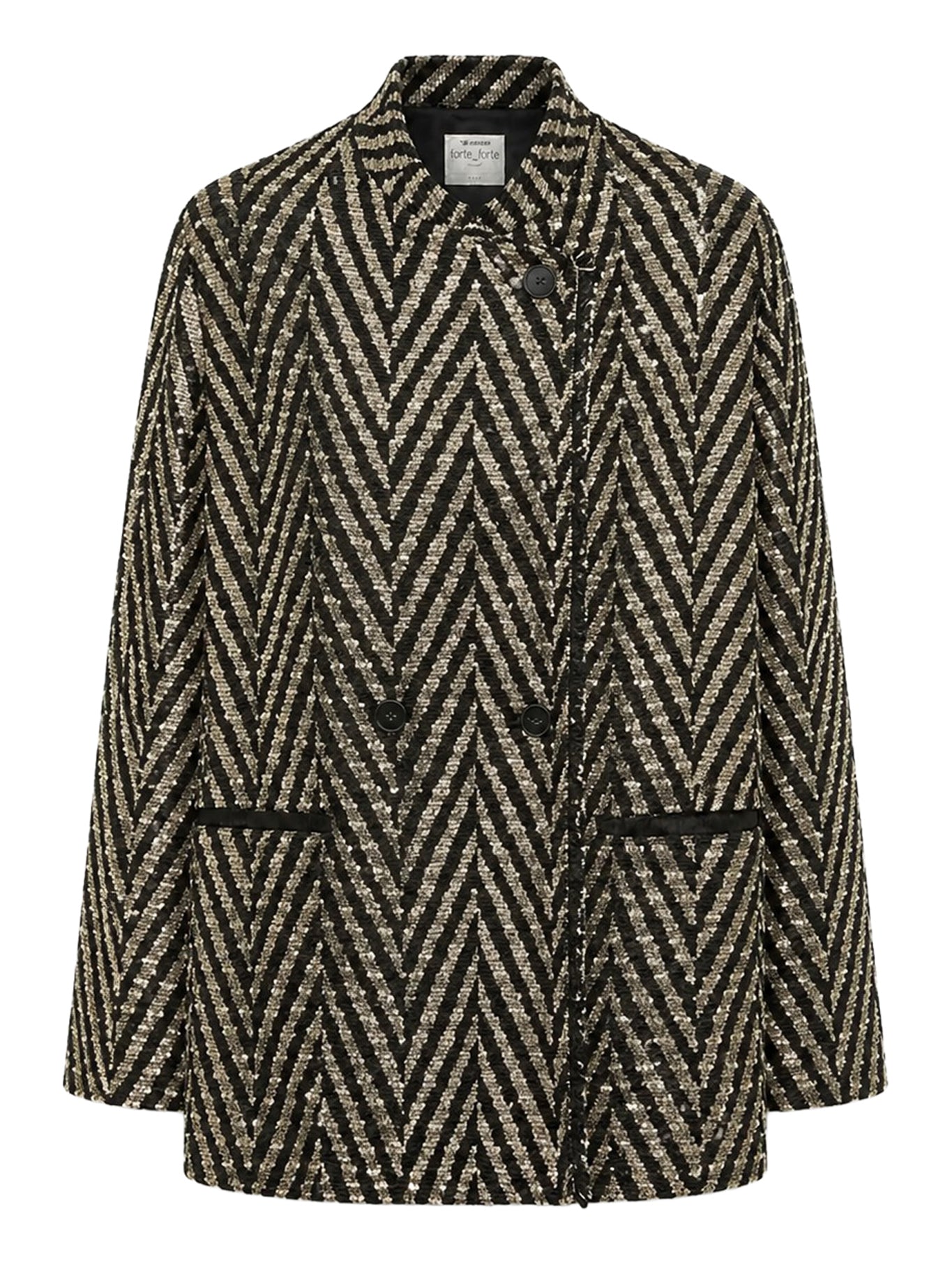Forte_Forte BLACK CHEVRON JAQUARD OVER-JACKET
