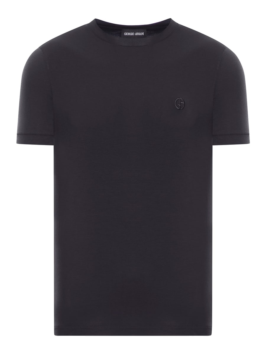 Giorgio Armani CREWNECK SHORT SLEEVED SWEATER IN STRETCH VISCOSE JERSEY