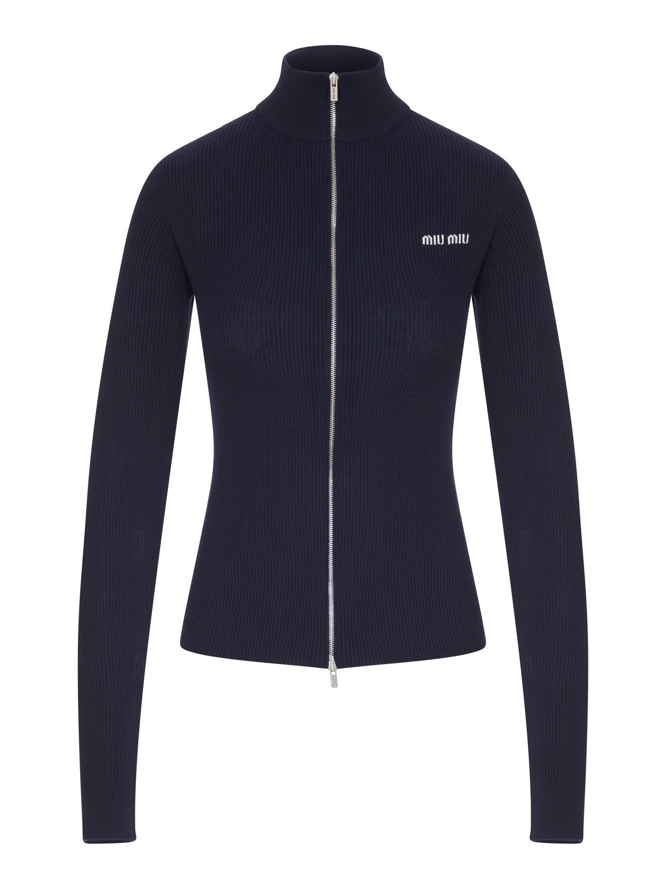 Miu Miu RIBBED ZIP-UP CARDIGAN