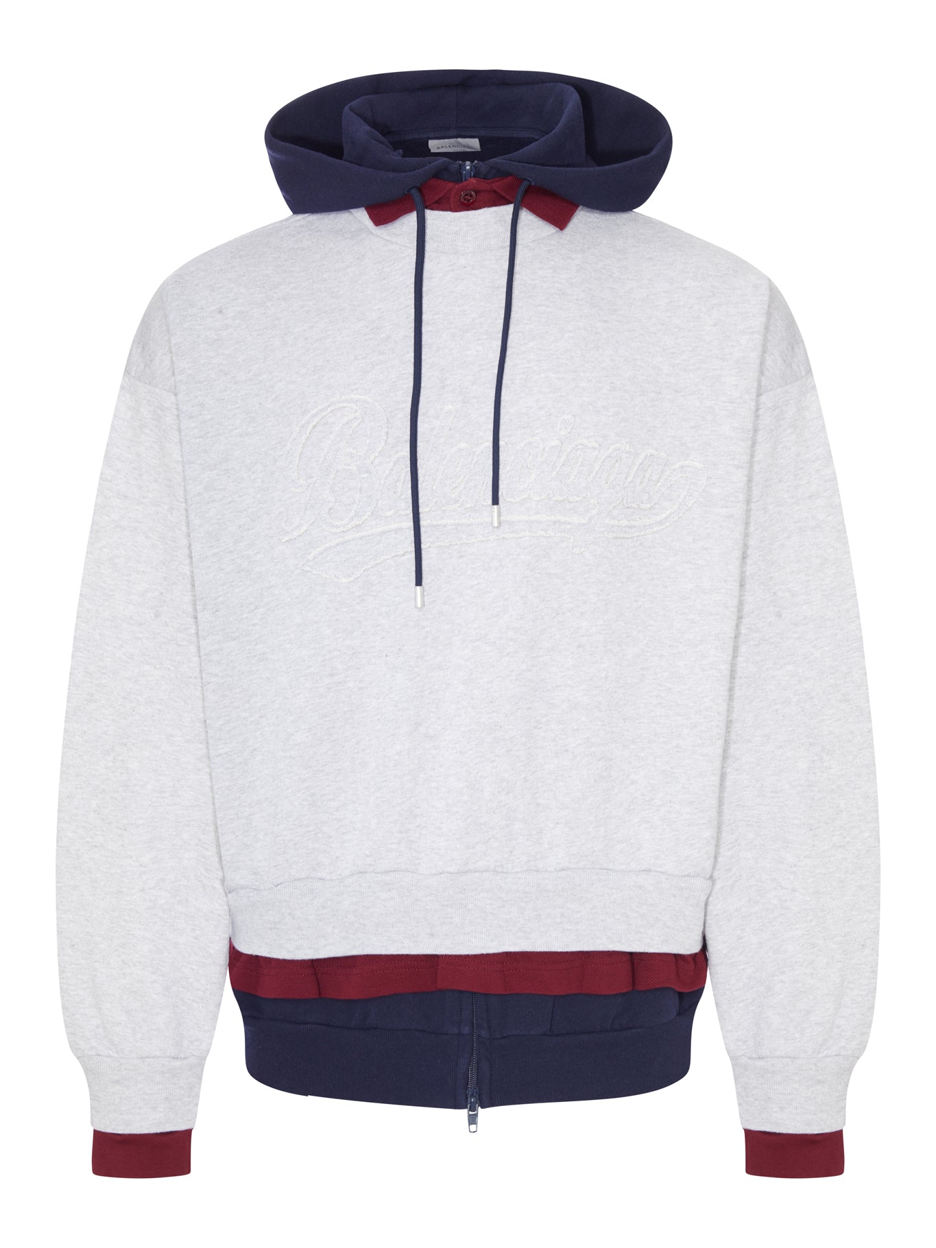 Balenciaga LAYERED DRY MOLLETON HOODIE WITH FRAYED LETTERING