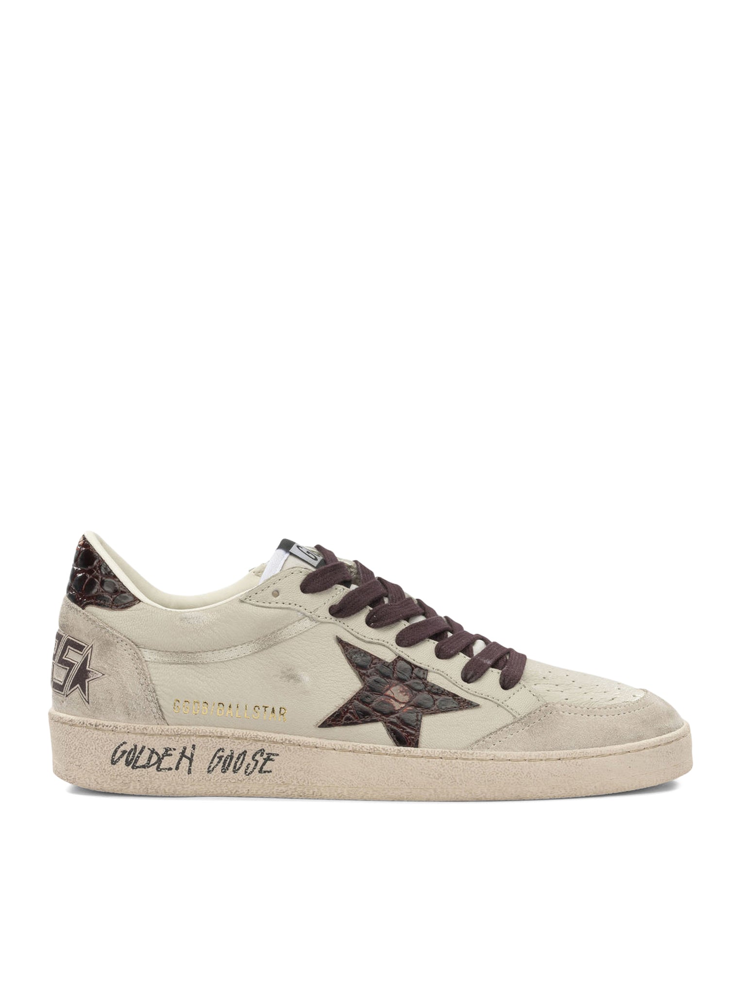 Golden Goose BALL-STAR SNEAKERS IN LEATHER WITH CROCODILE INSERTS