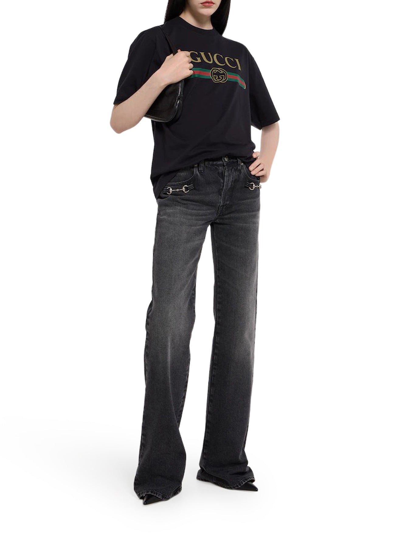 Gucci COTTON AND SILK JERSEY T-SHIRT WITH PRINT, view 2