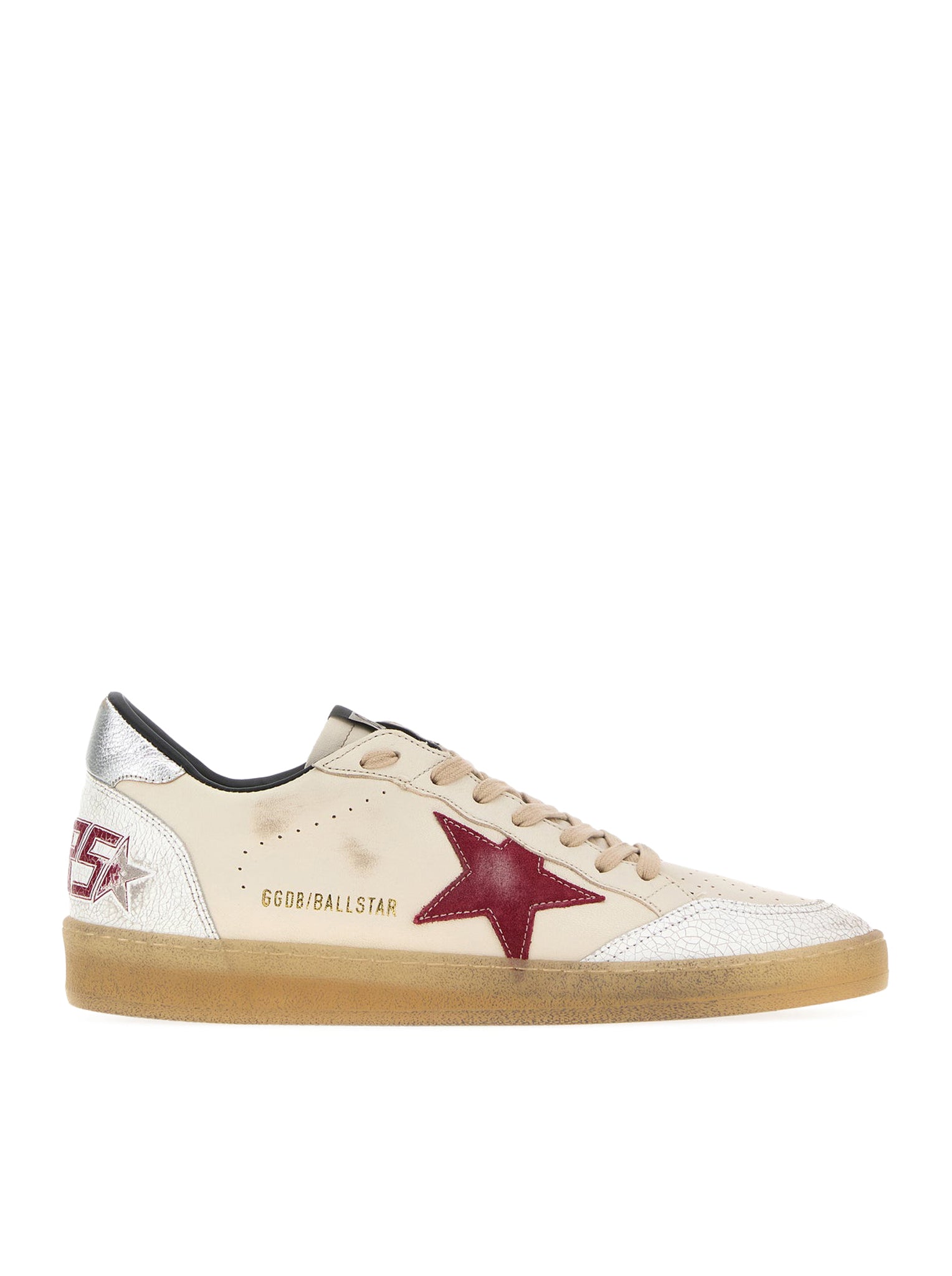 Golden Goose BALL-STAR LEATHER SNEAKERS WITH CRAQUELÉ INSERTS
