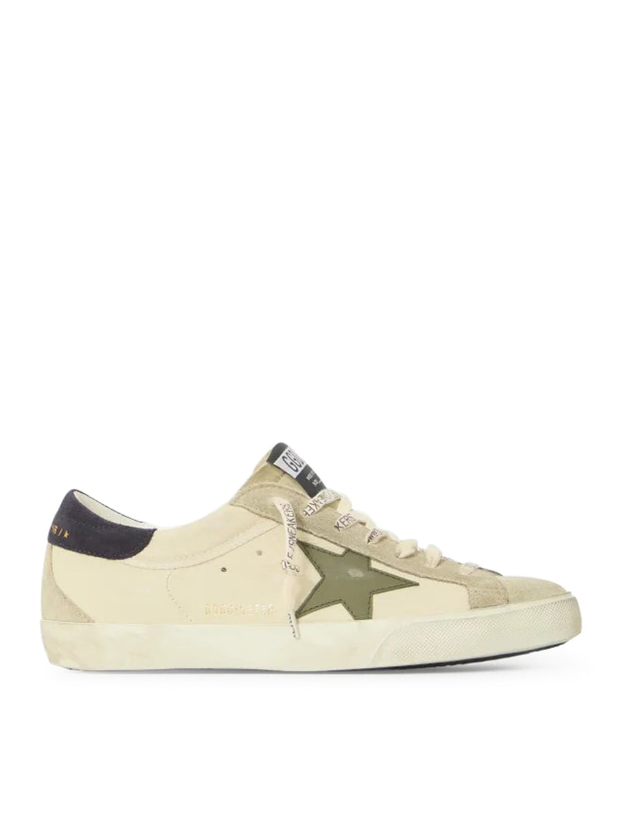 Golden Goose SUPER-STAR LEATHER SNEAKERS WITH SUEDE INSERTS