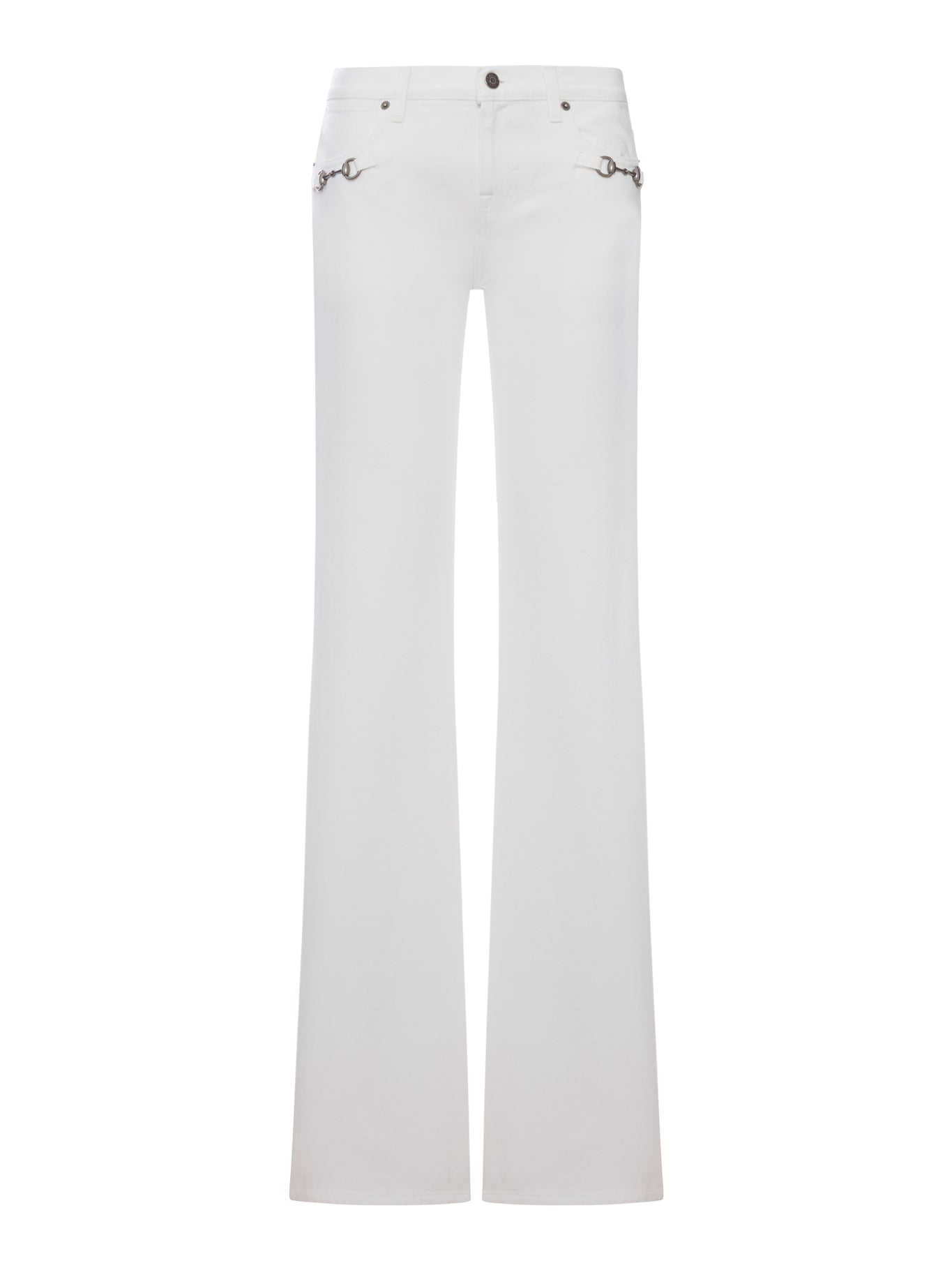Gucci WHITE FLARE JEANS WITH CLAMPS