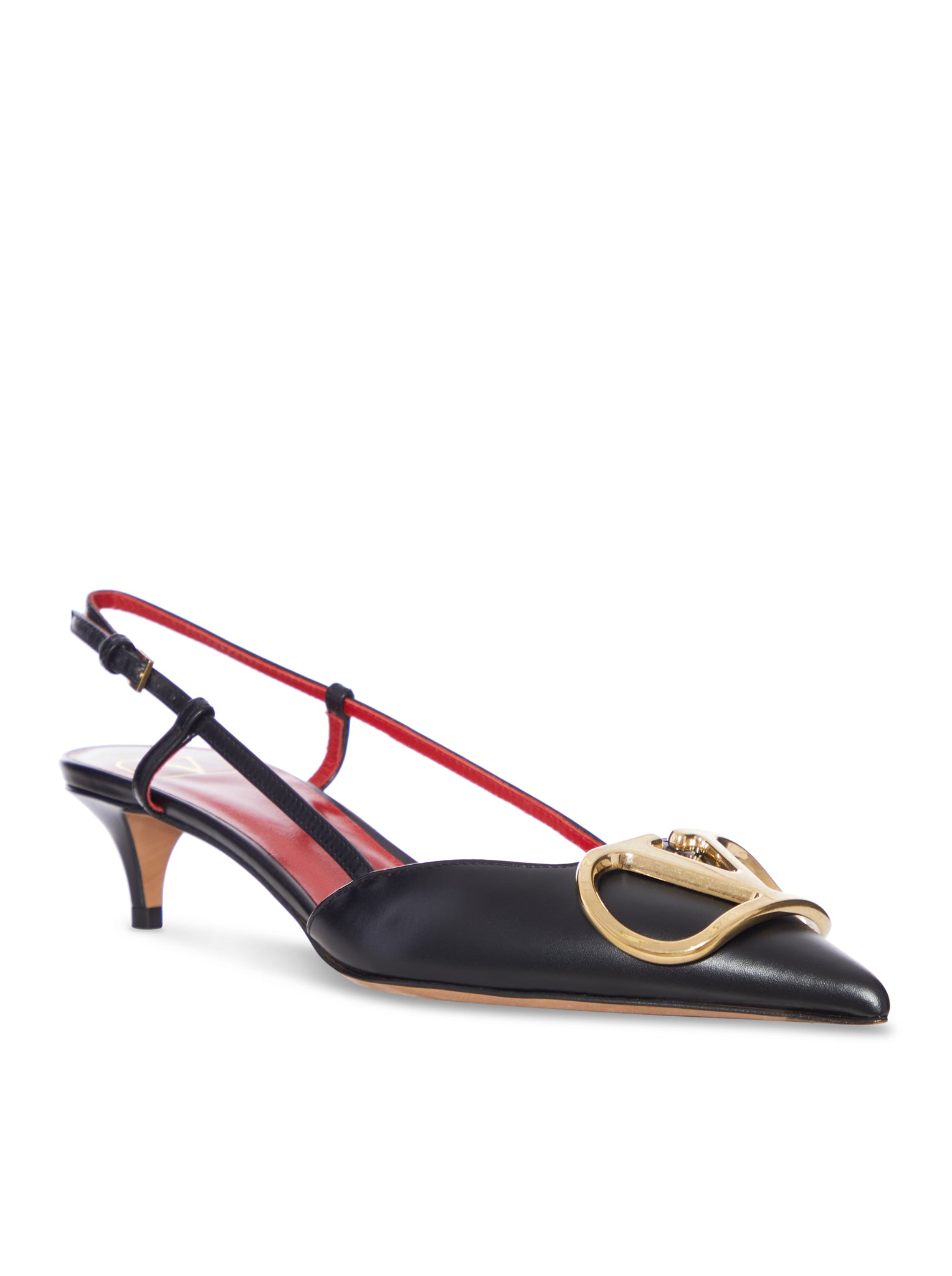 Valentino Garavani LEATHER SLINGBACK PUMPS WITH V LOGO DETAIL, view 2