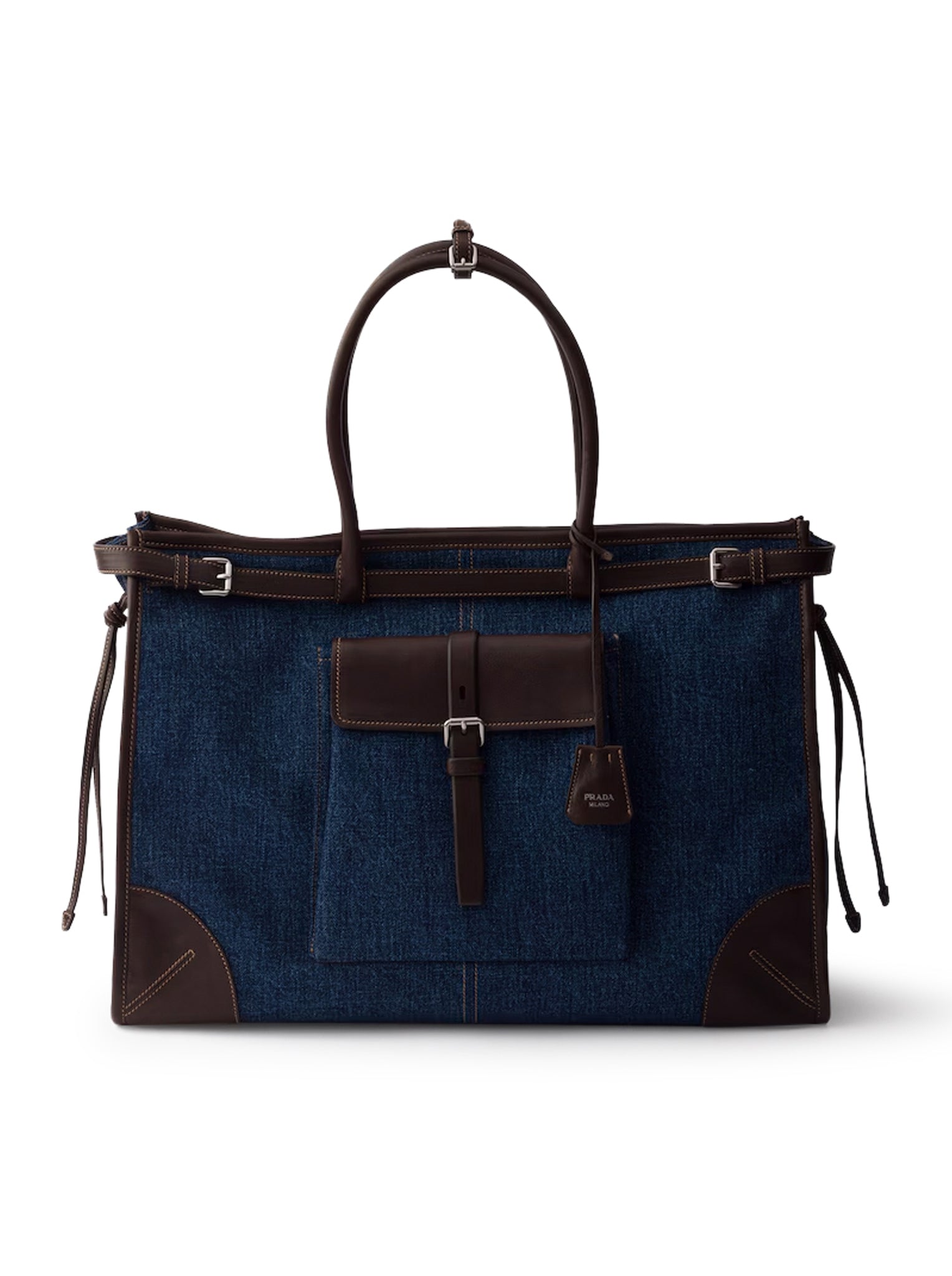 Prada PRADA BONNIE SHOPPING BAG IN DENIM AND LEATHER
